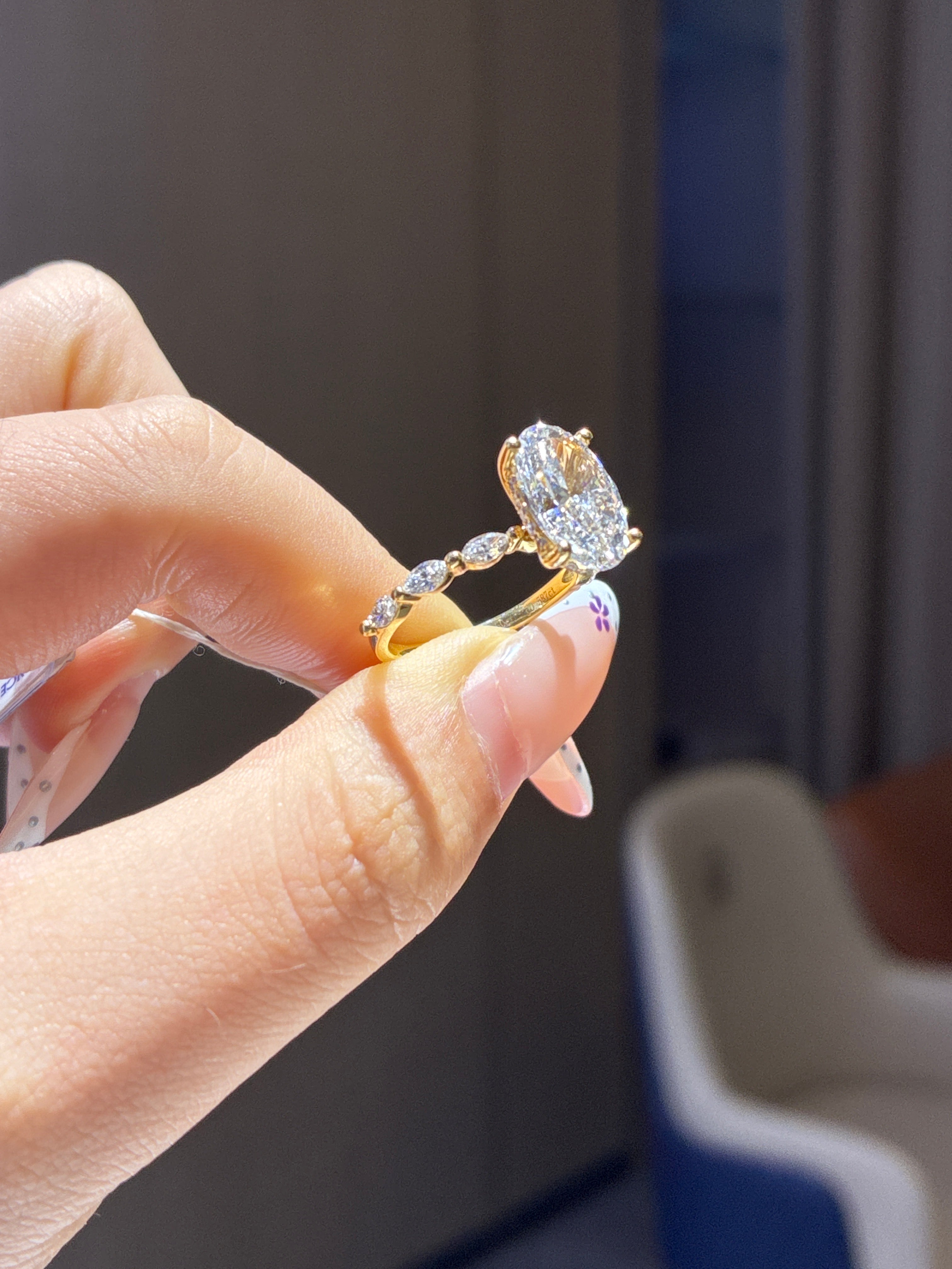 Deposit For Y 18k yellow gold 4.01ct oval cut E/vs1 marquis cut customize