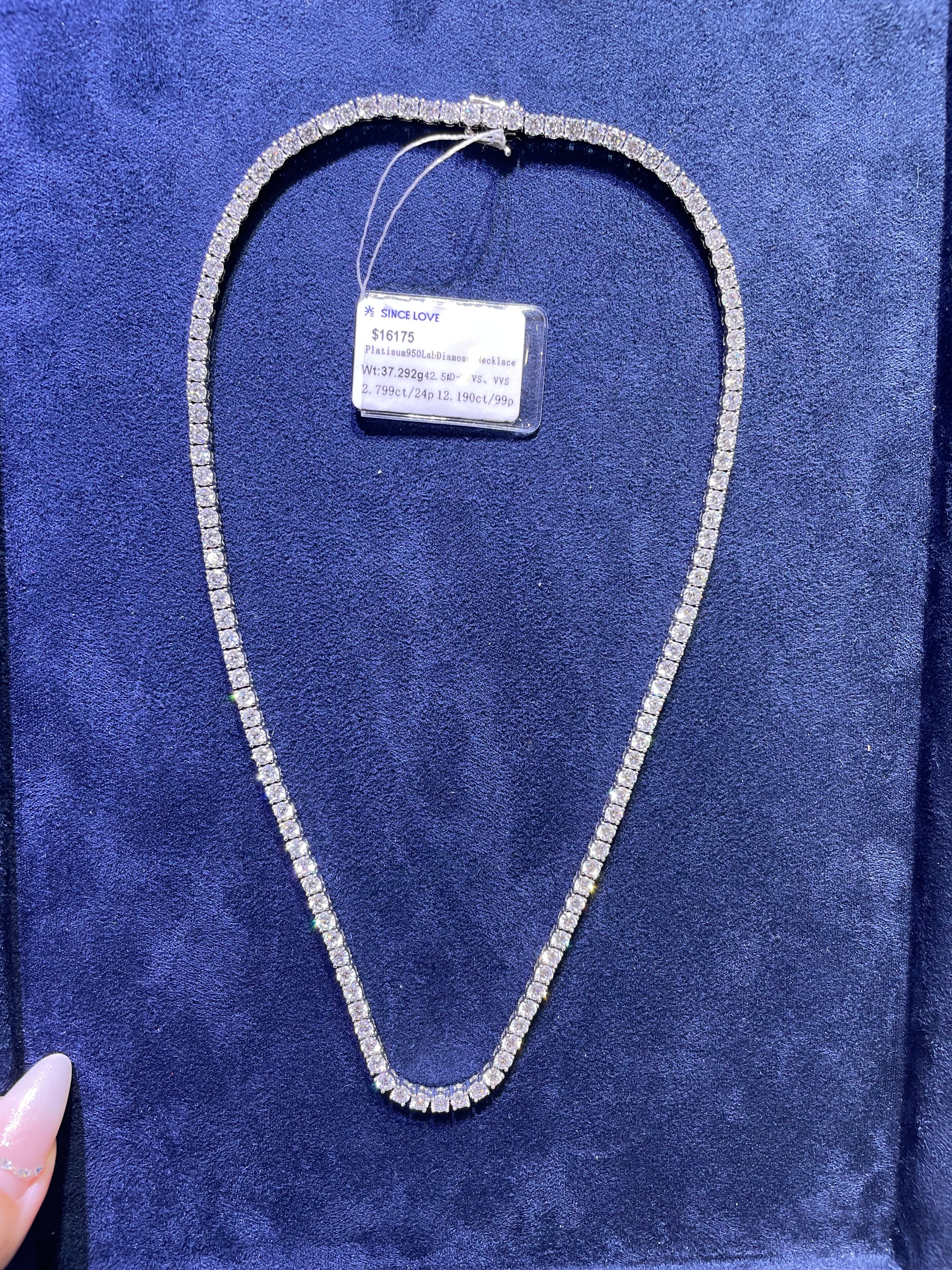 For Cool Kid, 14.9ct Tennis Necklace, DE/VS-VVS, 14K white gold, 16.73inches
