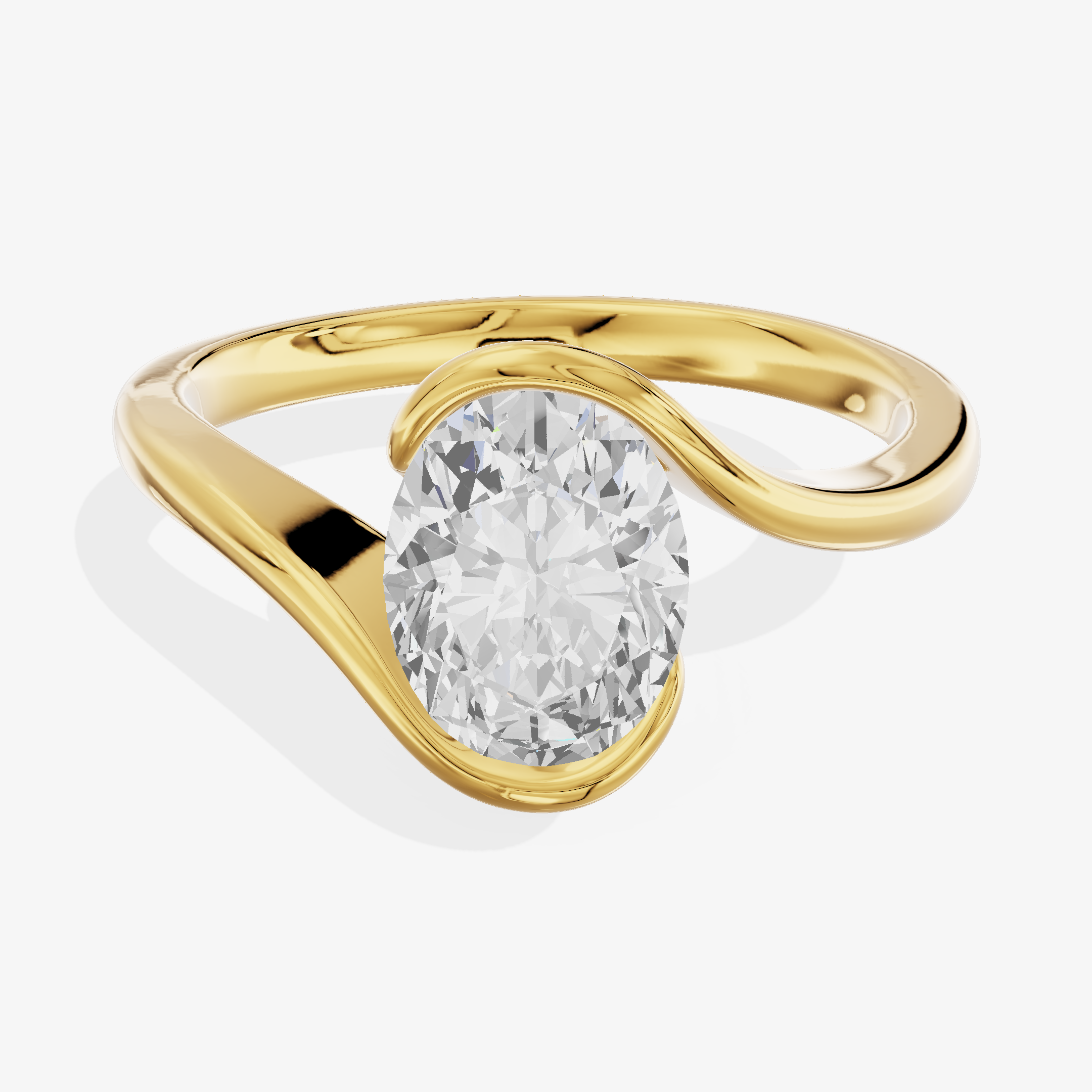1.56 carat oval lab-grown diamond Semi-Bezel Ring — 14K yellow gold