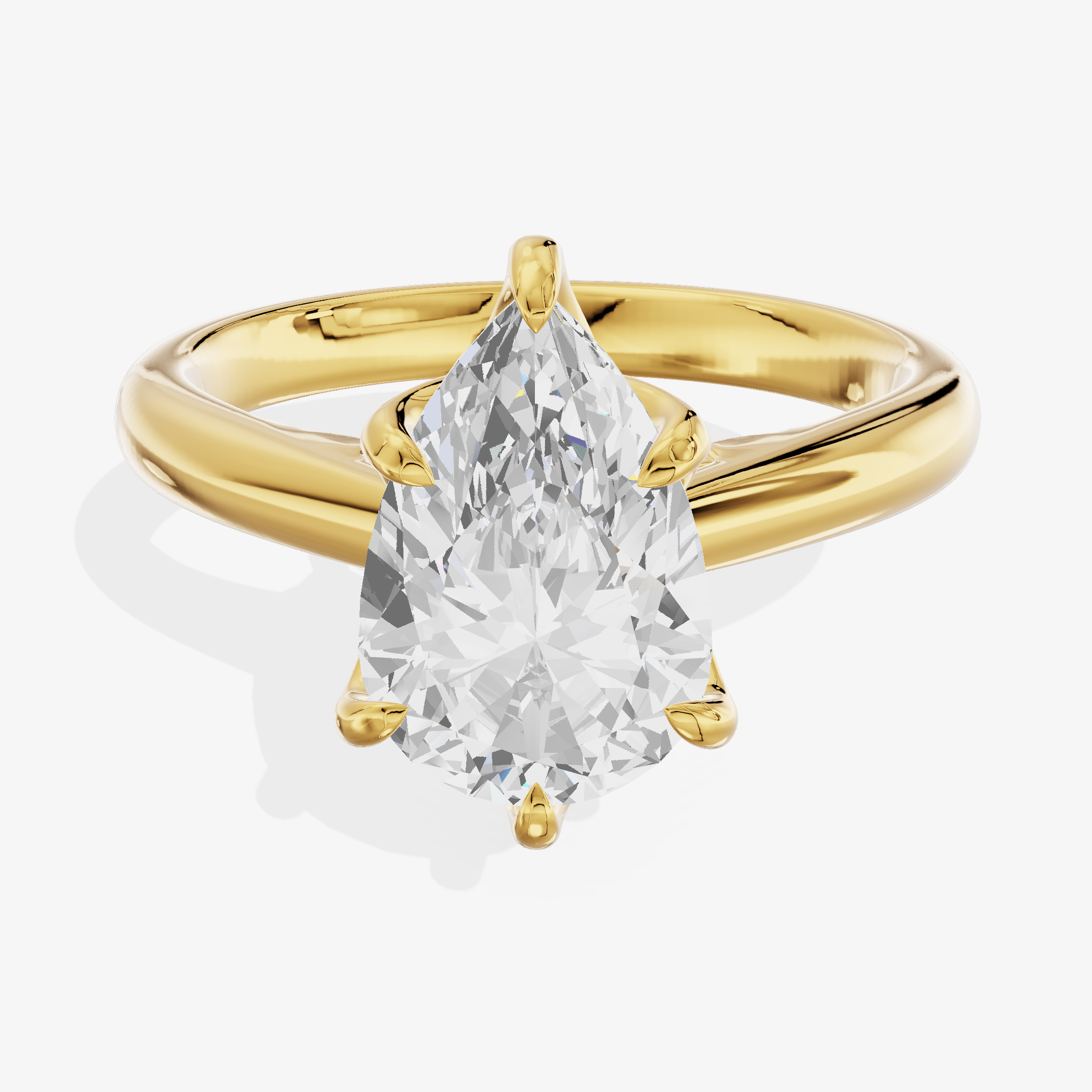 2.5-carat pear Lab-Grown Diamond Cathedral Ring — 14K yellow gold