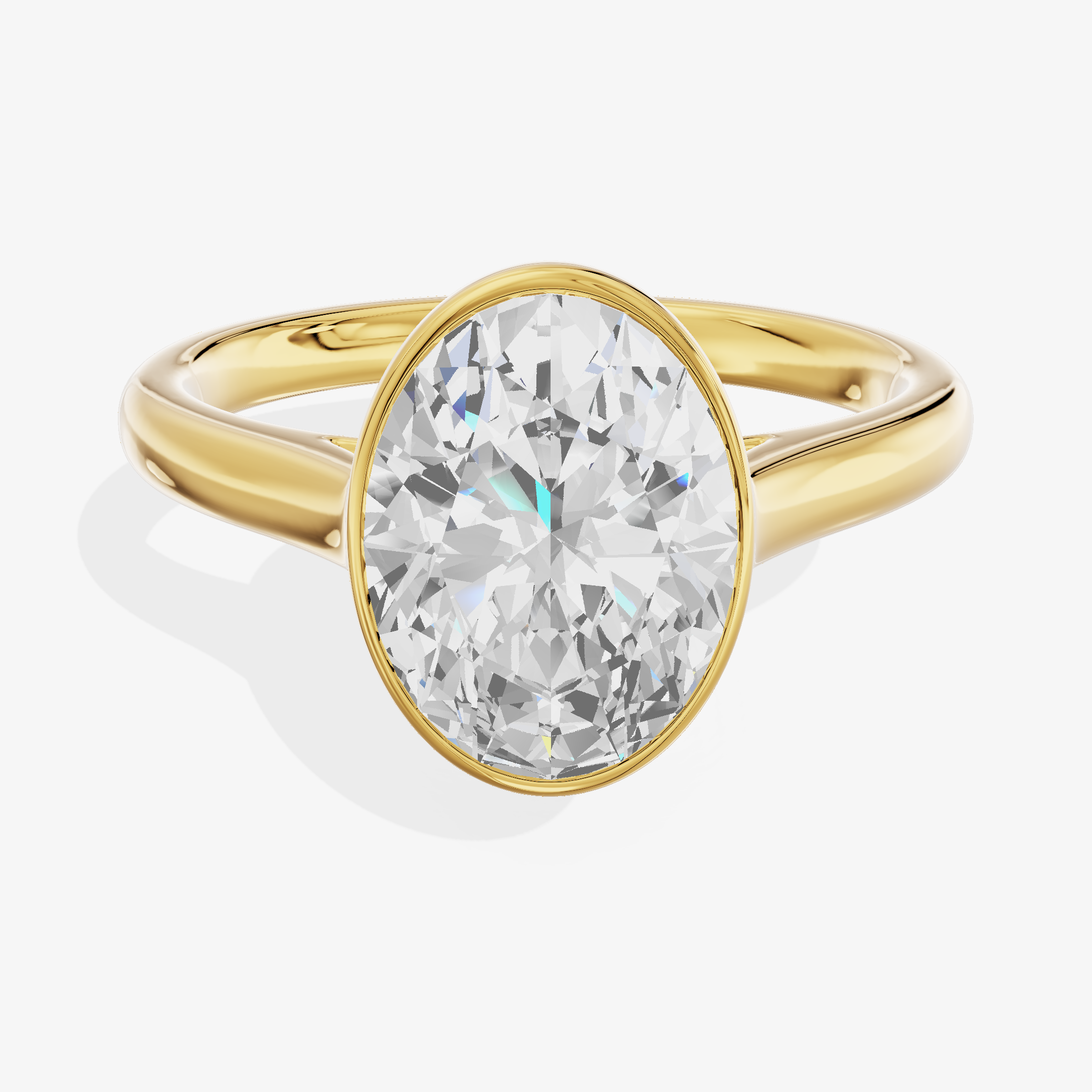 2.02-carat oval lab-grown diamond Bezel Set Ring— 14K yellow gold