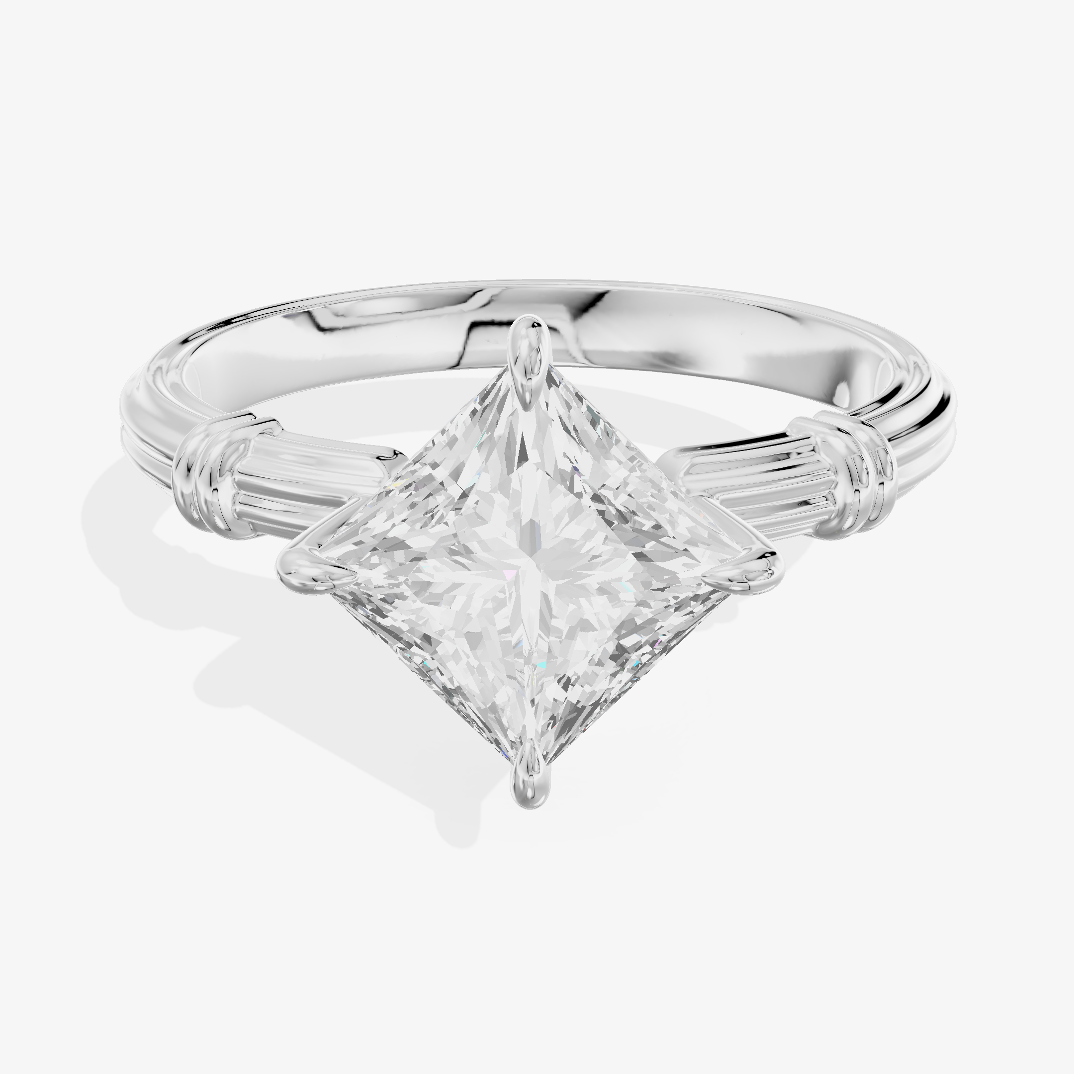 18K White Gold 1.05 Carat Princess Cut Lab-Grown Diamond D-E VVS Solitaire Ring