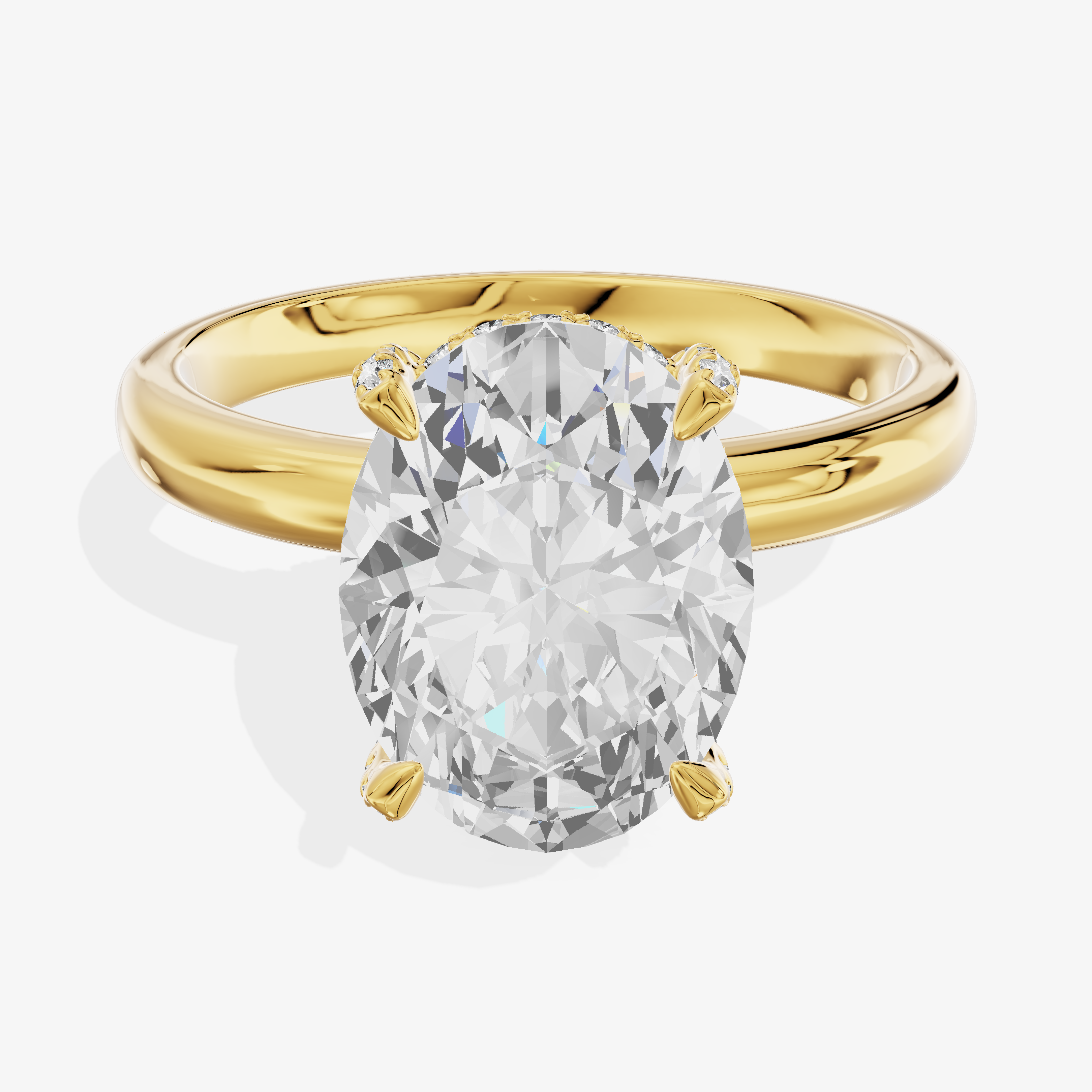 3.25 carat oval Lab-Grown Diamond Hidden Halo Ring — 18K yellow gold