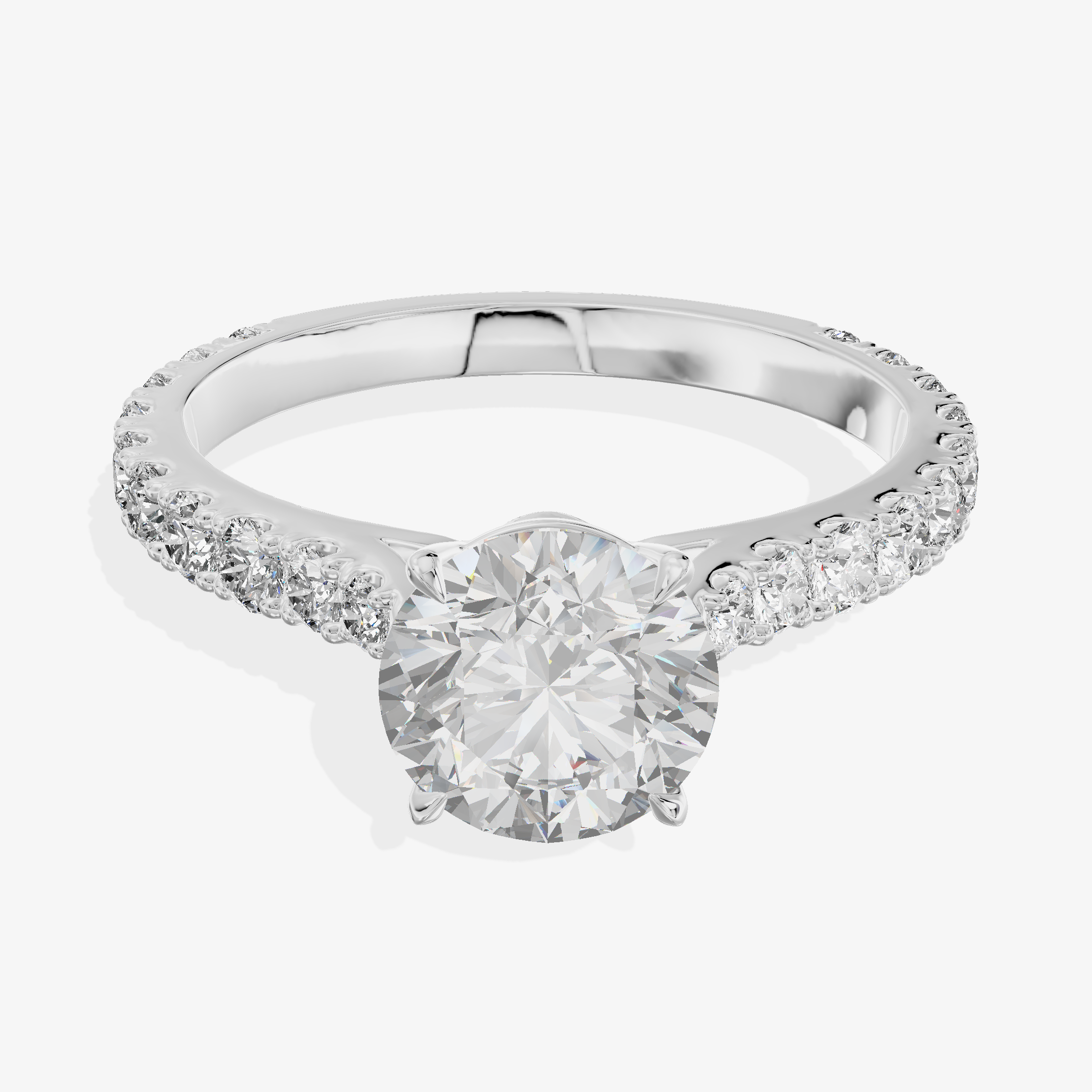 Pt950 Round Cut Lab-Grown Diamond Ring with Diamond Accents