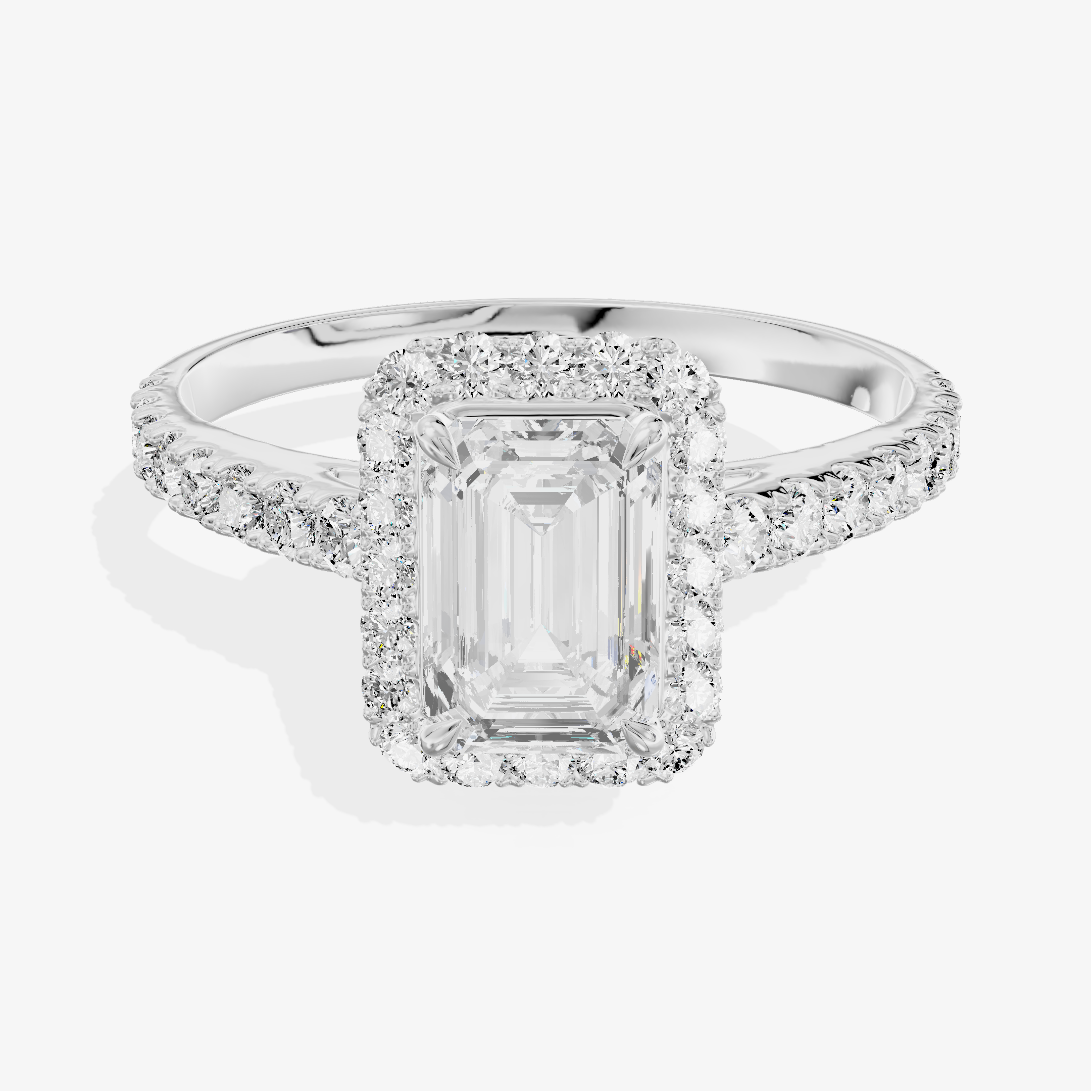 18K White Gold 3.01 Carat Emerald Cut Blue Spinel Ring with Lab-Grown Diamond Accents