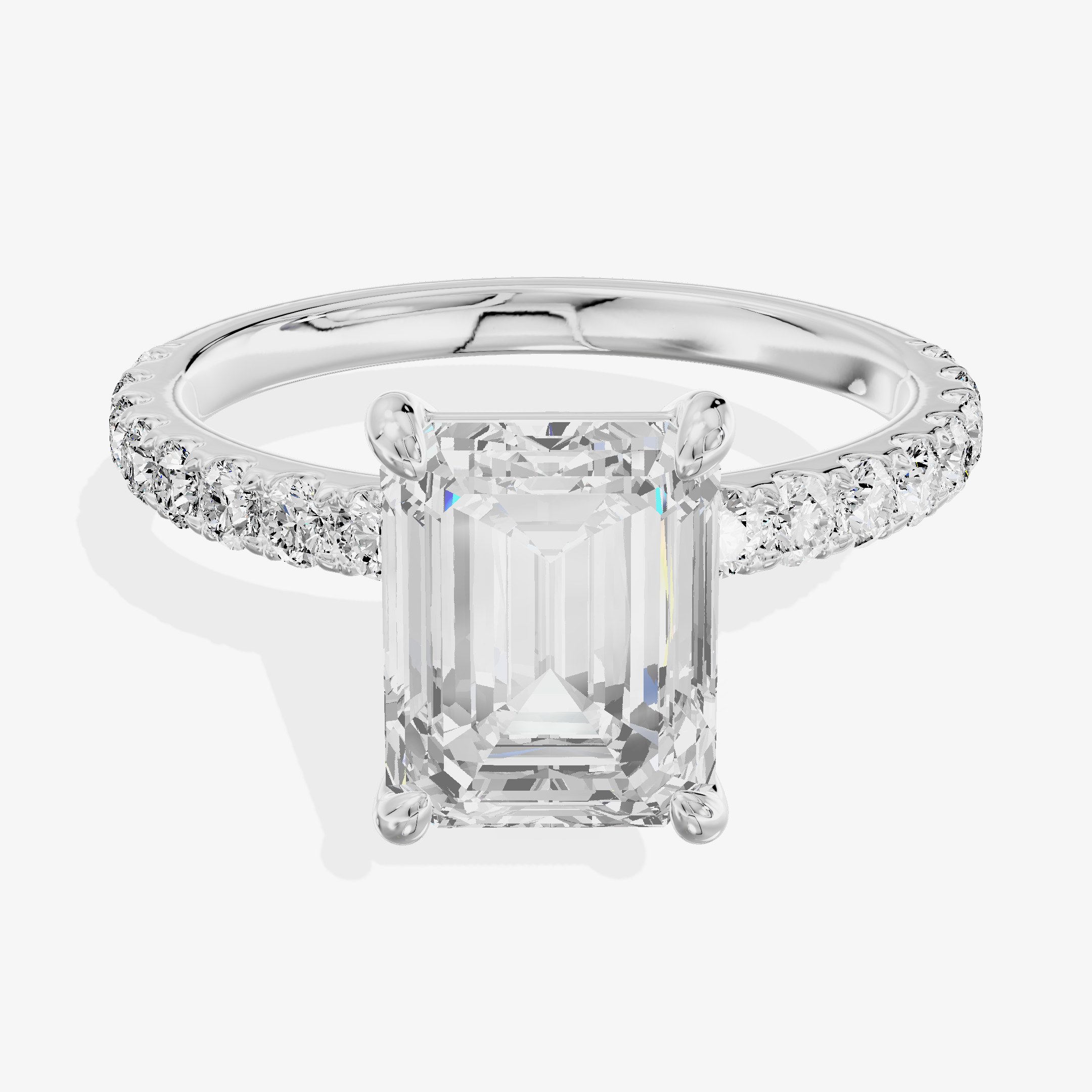 2.04-carat emerald Lab-Grown Diamond Hidden Halo Ring — 18K white gold
