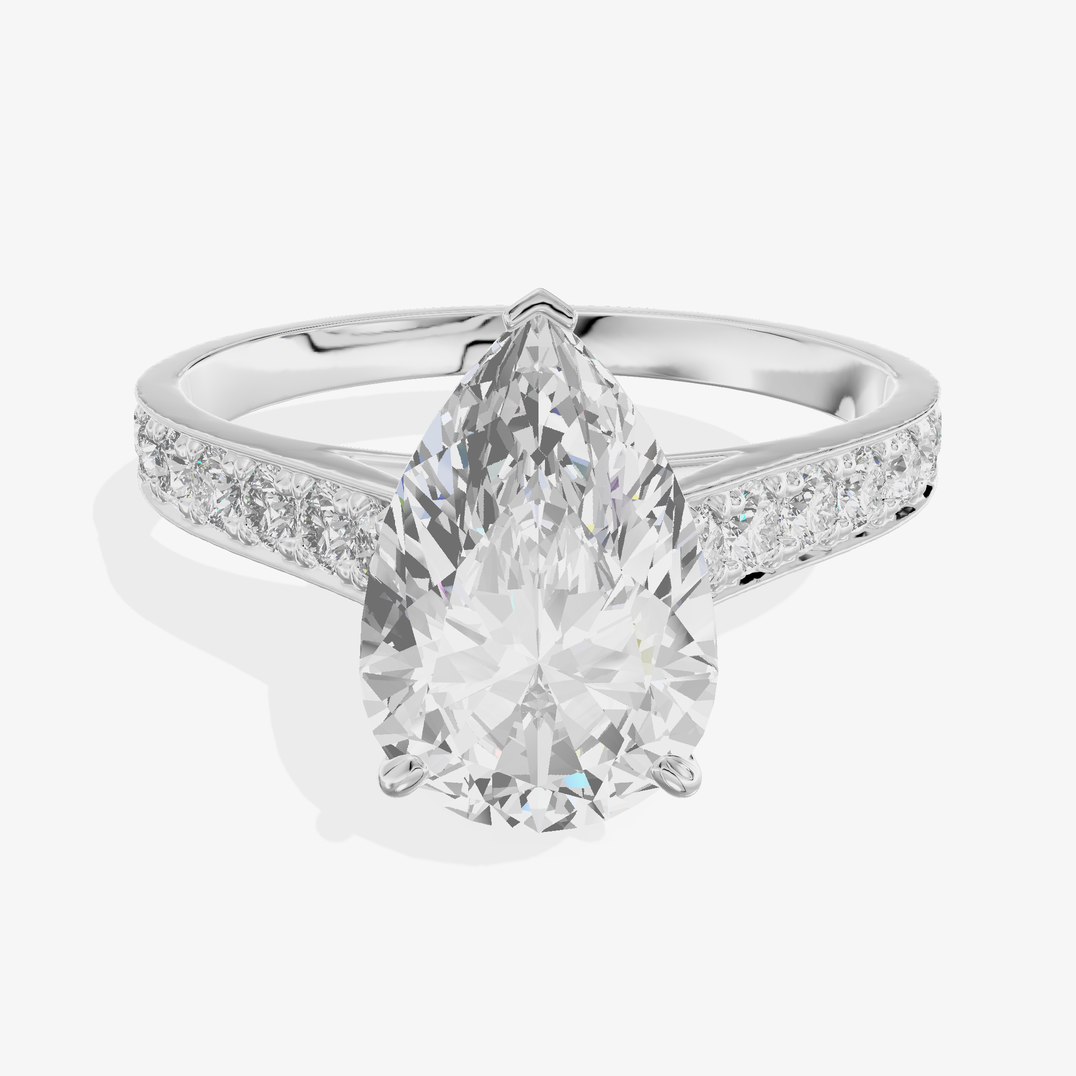 18K White Gold Ring with 2.08 Carat Pear Cut Lab-Grown Diamond