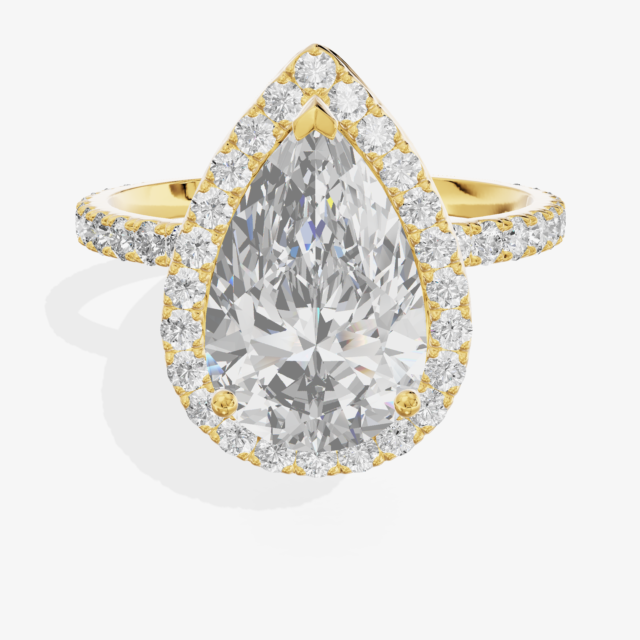 18K White Gold 2.05 Carat Pear Shape Lab-Grown Diamond D VVS2 Halo Ring