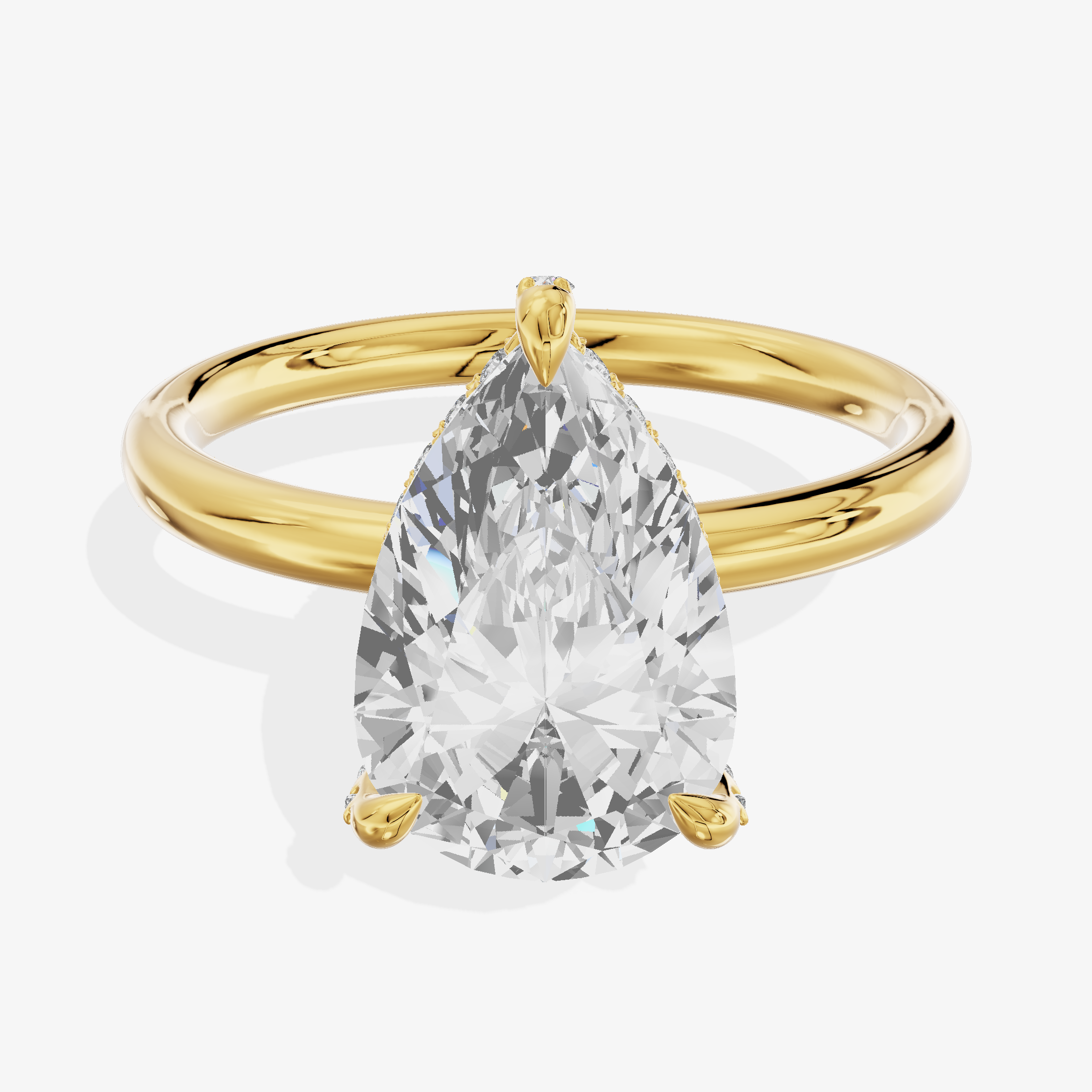 18K Yellow Gold 2.03 Carat Pear Shape Lab-Grown Diamond E VVS2 Halo Ring