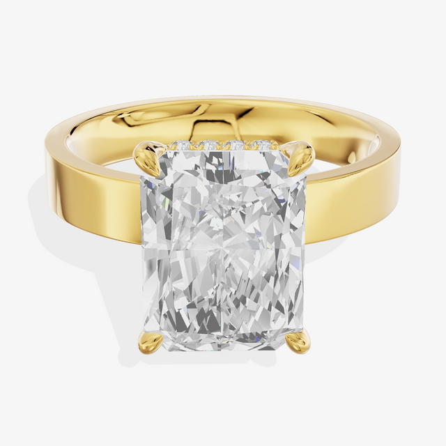 14K Yellow Gold 4.08 Carat Radiant Cut Lab-Grown Diamond E VS1 Ring with Diamond Accents