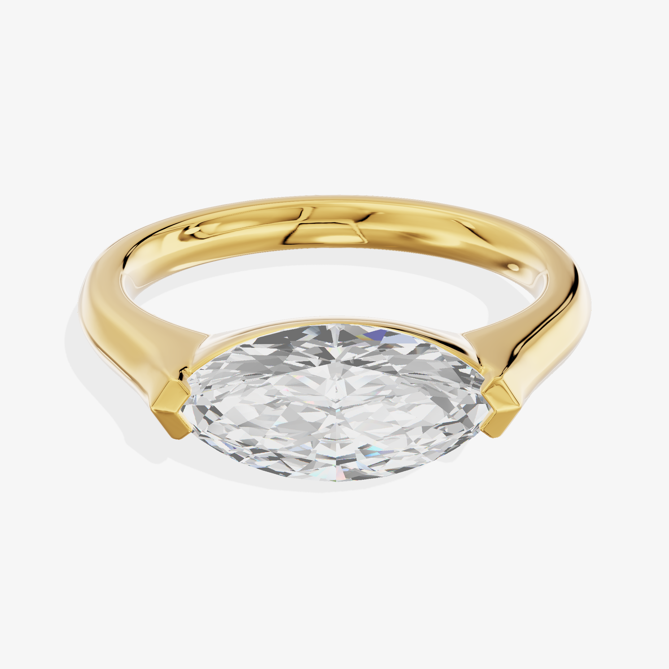 18K Yellow Gold 1.03 Carat Marquise Cut Lab-Grown Diamond D VVS2 Solitaire Ring