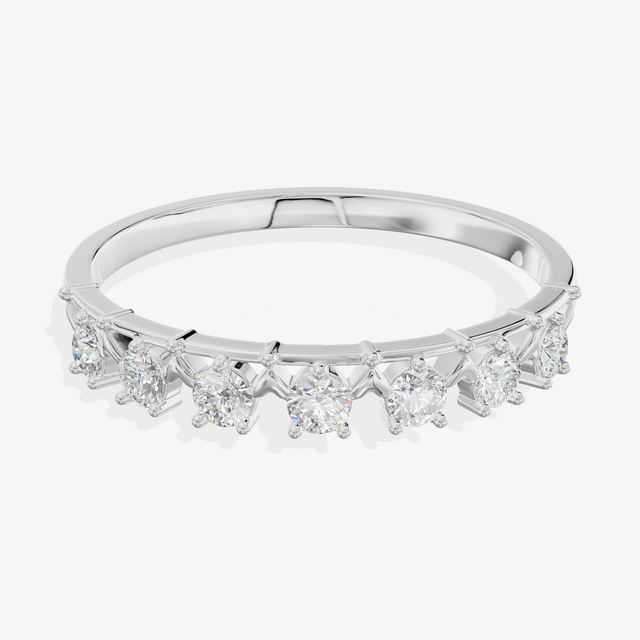 18K White Gold 0.14 Carat Seven-Stone Round Lab-Grown Diamond Ring