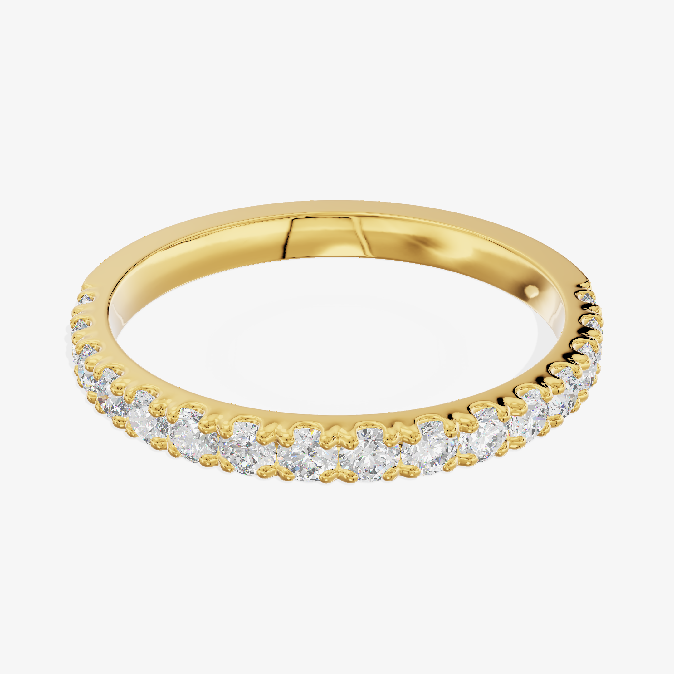 18K Yellow Gold 0.39 Carat 16-Stone Fancy Yellow Lab-Grown Diamond Band Ring