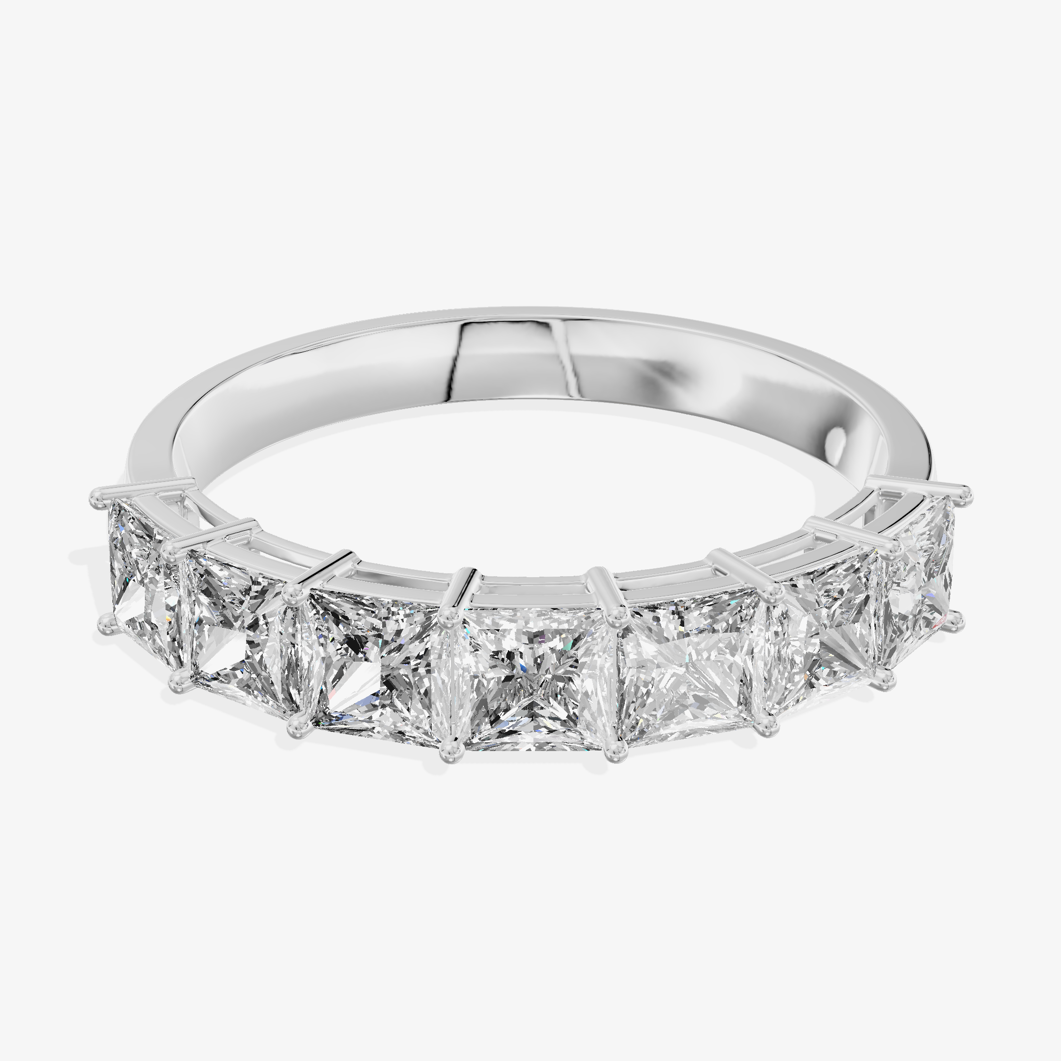 18K White Gold 1.13 Carat Seven-Stone Princess Cut Lab-Grown Diamond Ring