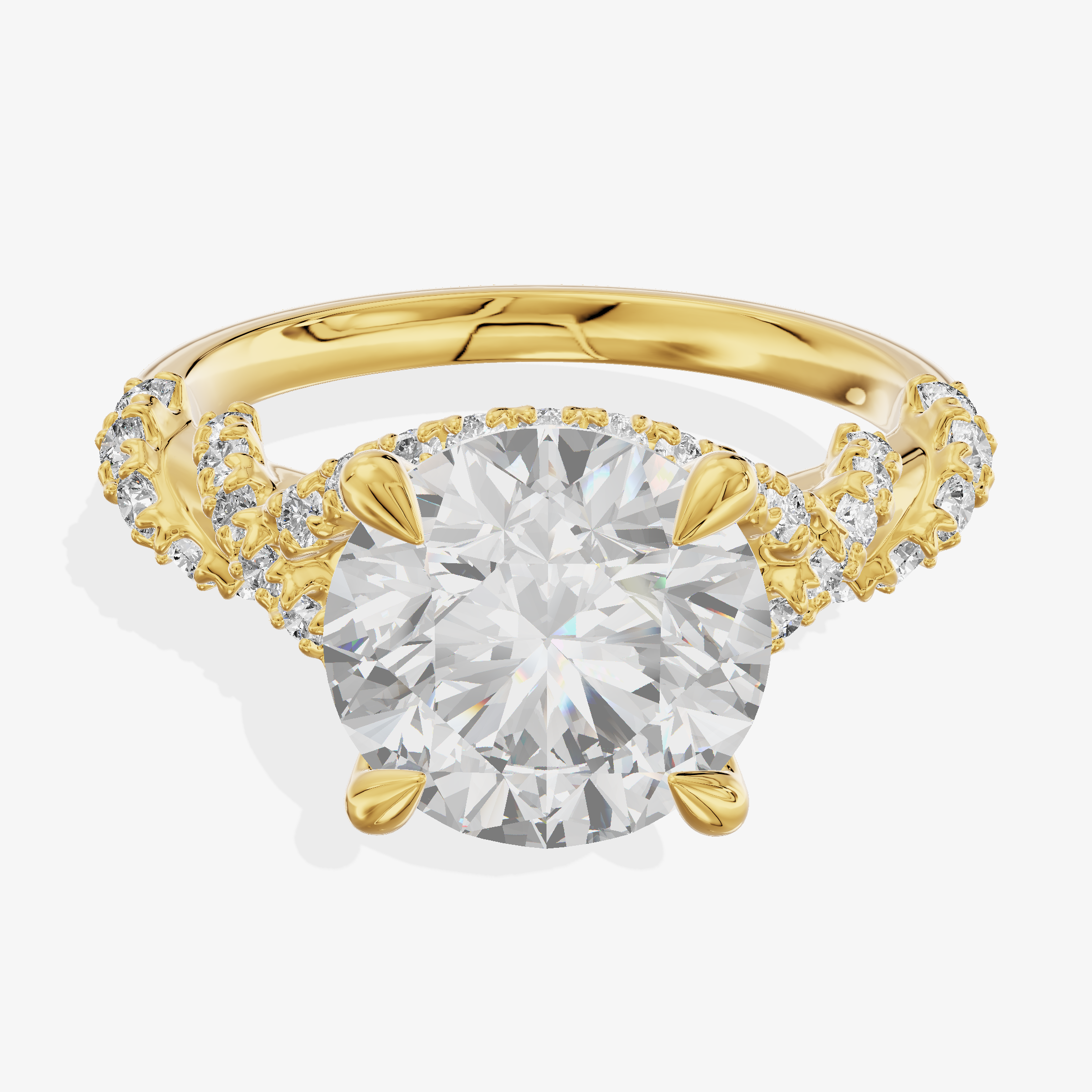 18K Yellow Gold Ring with 2.80 Carat Round Cut Lab-Grown Diamond