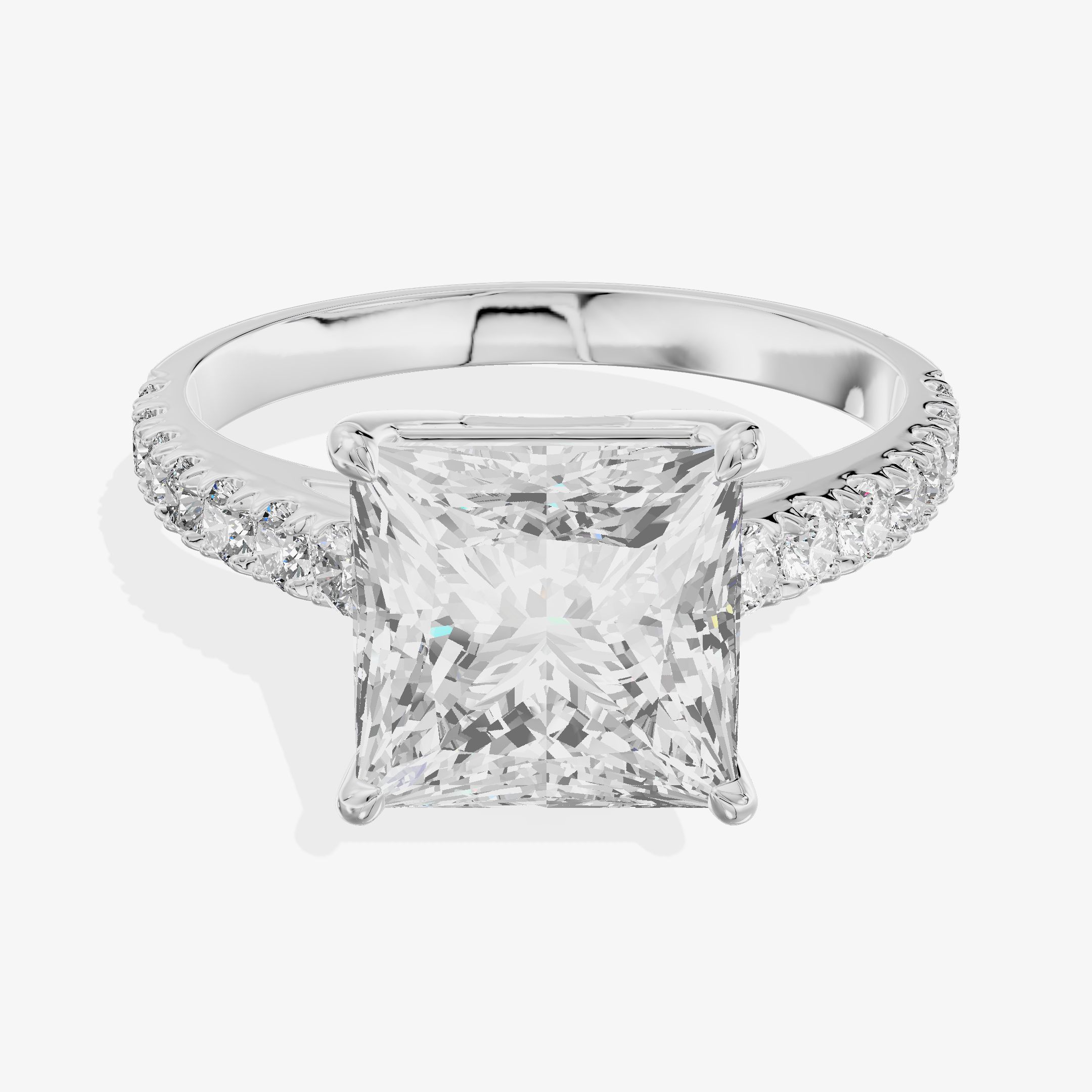 18K White Gold 3.15 Carat Princess Cut Lab-Grown Diamond E VS1 Halo Ring