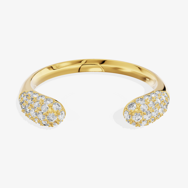 18K Yellow Gold 0.29 Carat 54-Stone Round Lab-Grown Diamond Pavé Band Ring