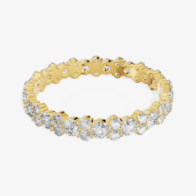 18K Yellow Gold 1.30 Carat 51-Stone Round Lab-Grown Diamond Pavé Band Ring