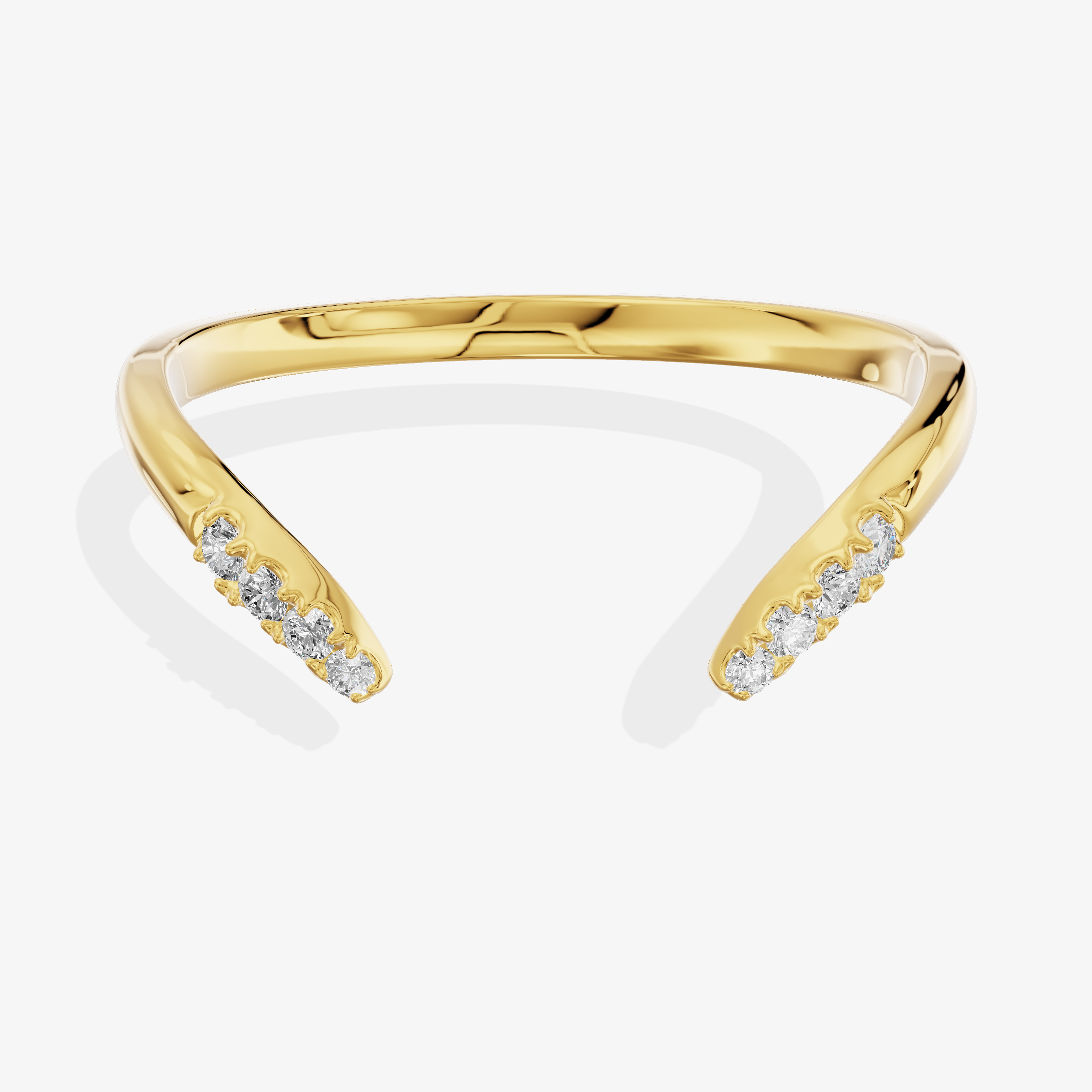 18K Yellow Gold 0.10 Carat 8-Stone Round Lab-Grown Diamond Band Ring