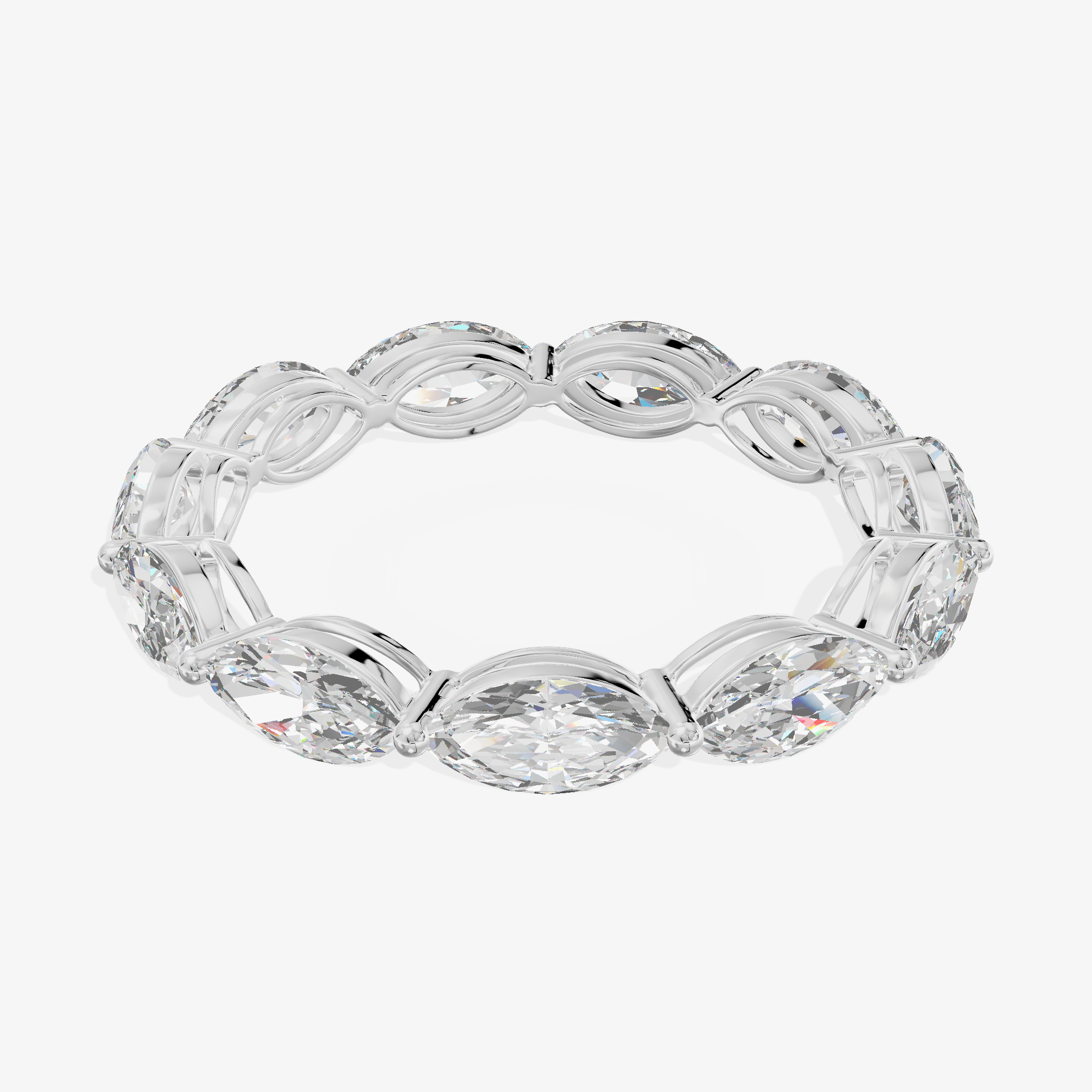 18K White Gold 1.69 Carat 11-Stone Marquise Cut Lab-Grown Diamond Band Ring