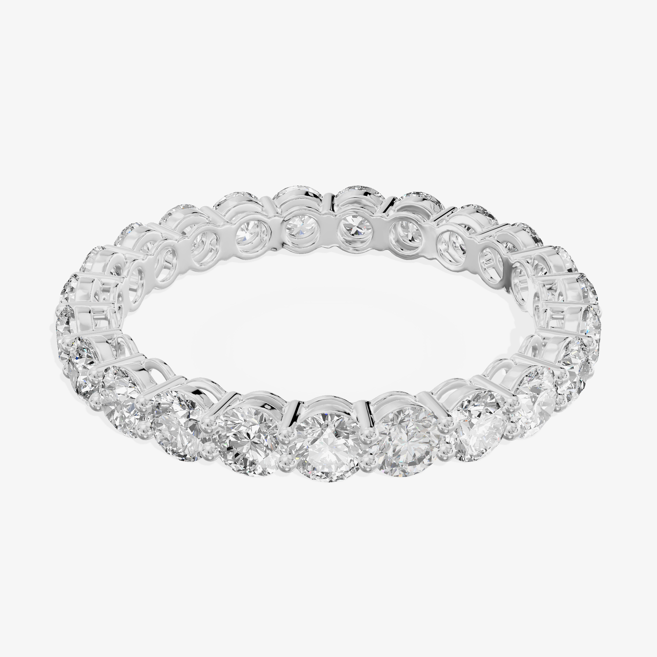 18K White Gold Pavé Round Lab-Grown Diamond Eternity/Cluster Ring (2.14ctw, D-E VS-VVS)