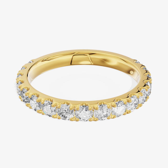18K Yellow Gold 0.79 Carat 17-Stone Round Lab-Grown Diamond Band Ring