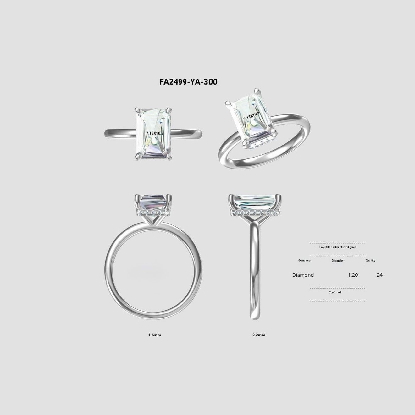 Custom for Carolina, 3ct radiant D/VVS2, with hidden halo