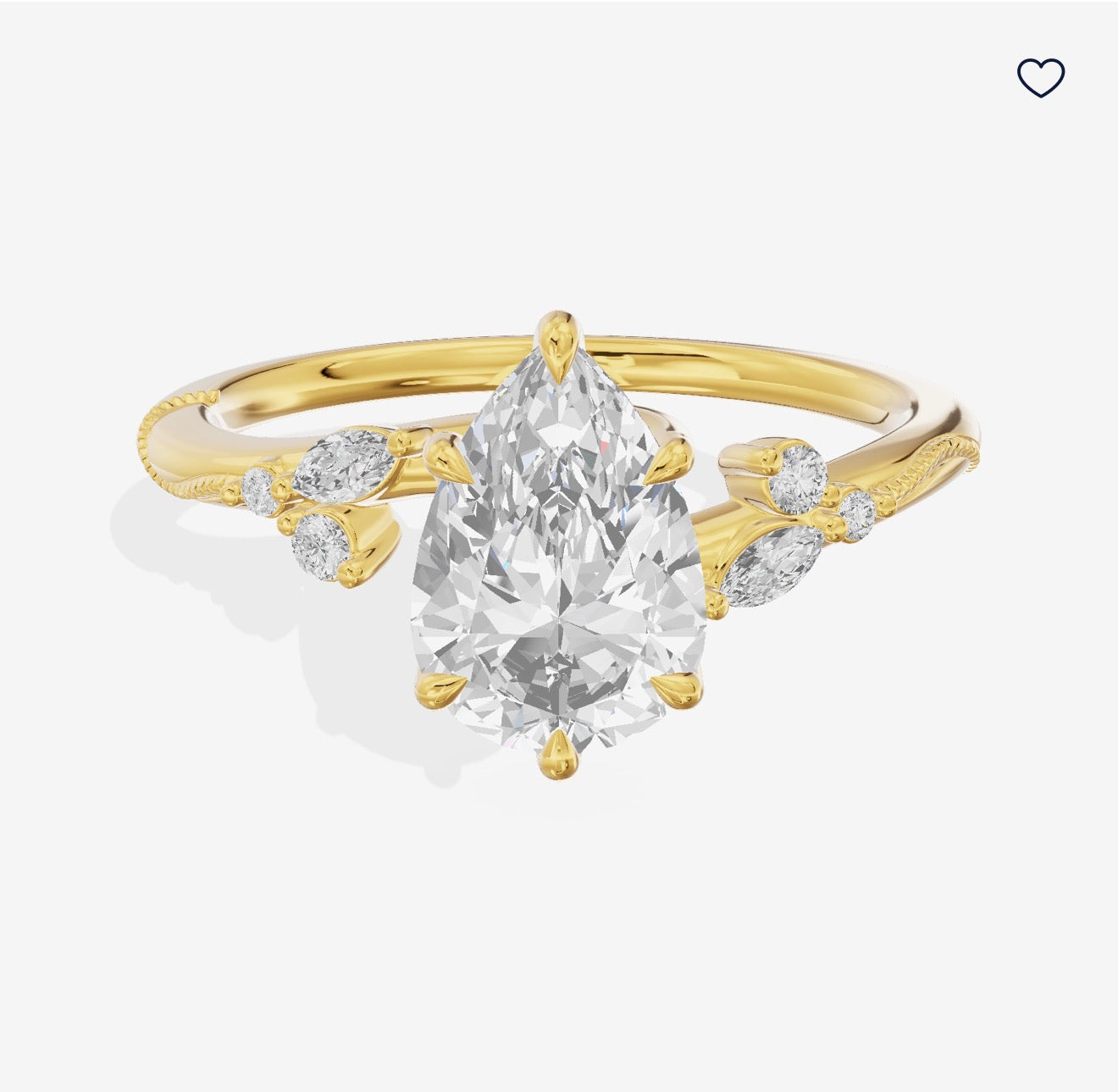 For Davis Michael, Cutom Vintage Lumera Pear Engagement Ring with 1.32ct Fancy yellow diamond, VVS2 clarity, in 14k yellow gold