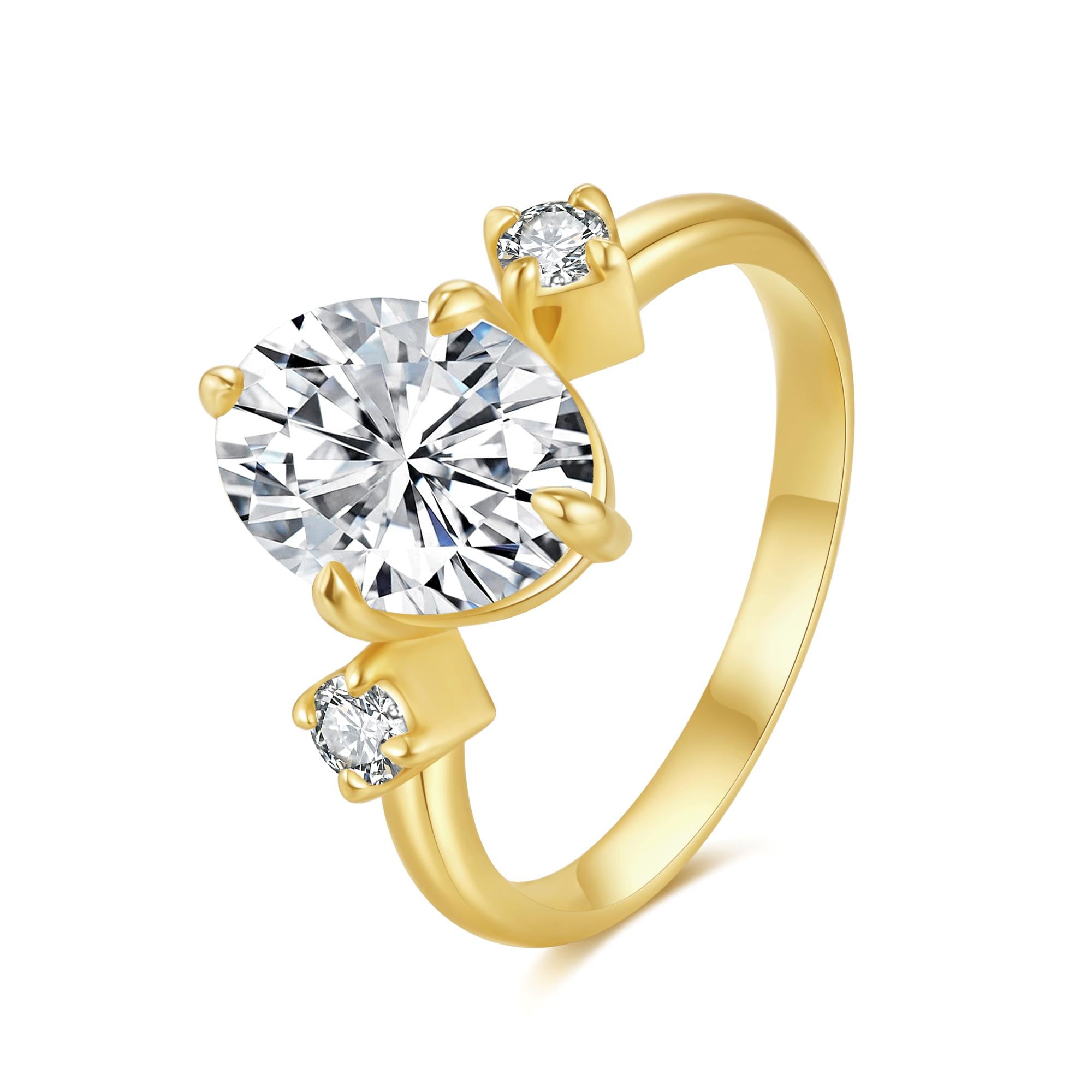 Oval Lab-Grown Diamond Three-Stone Ring with 0.172ct Side Stones