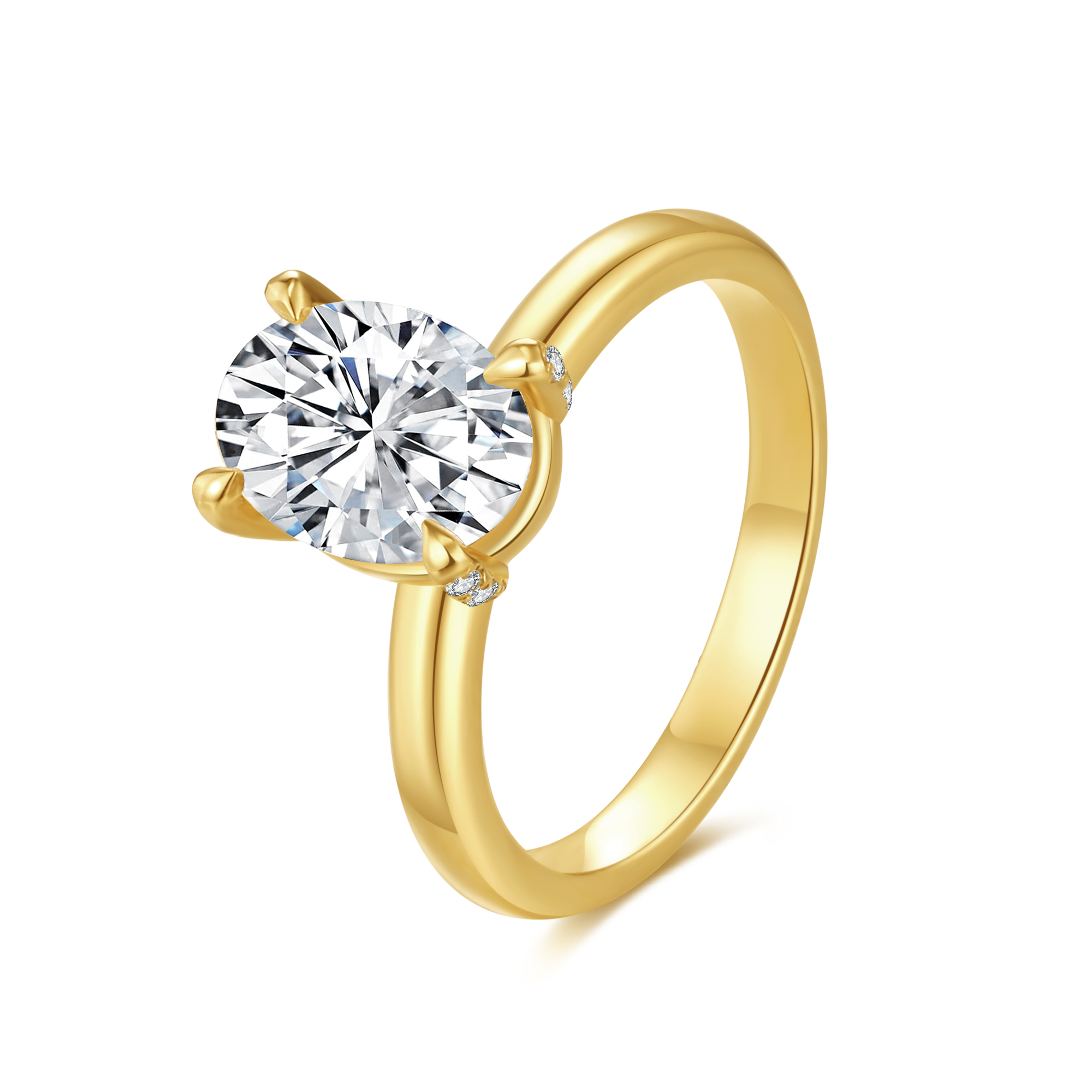 2.22ct Oval Lab-Grown Diamond Solitaire Engagement Ring with 0.074ct Accent Diamonds