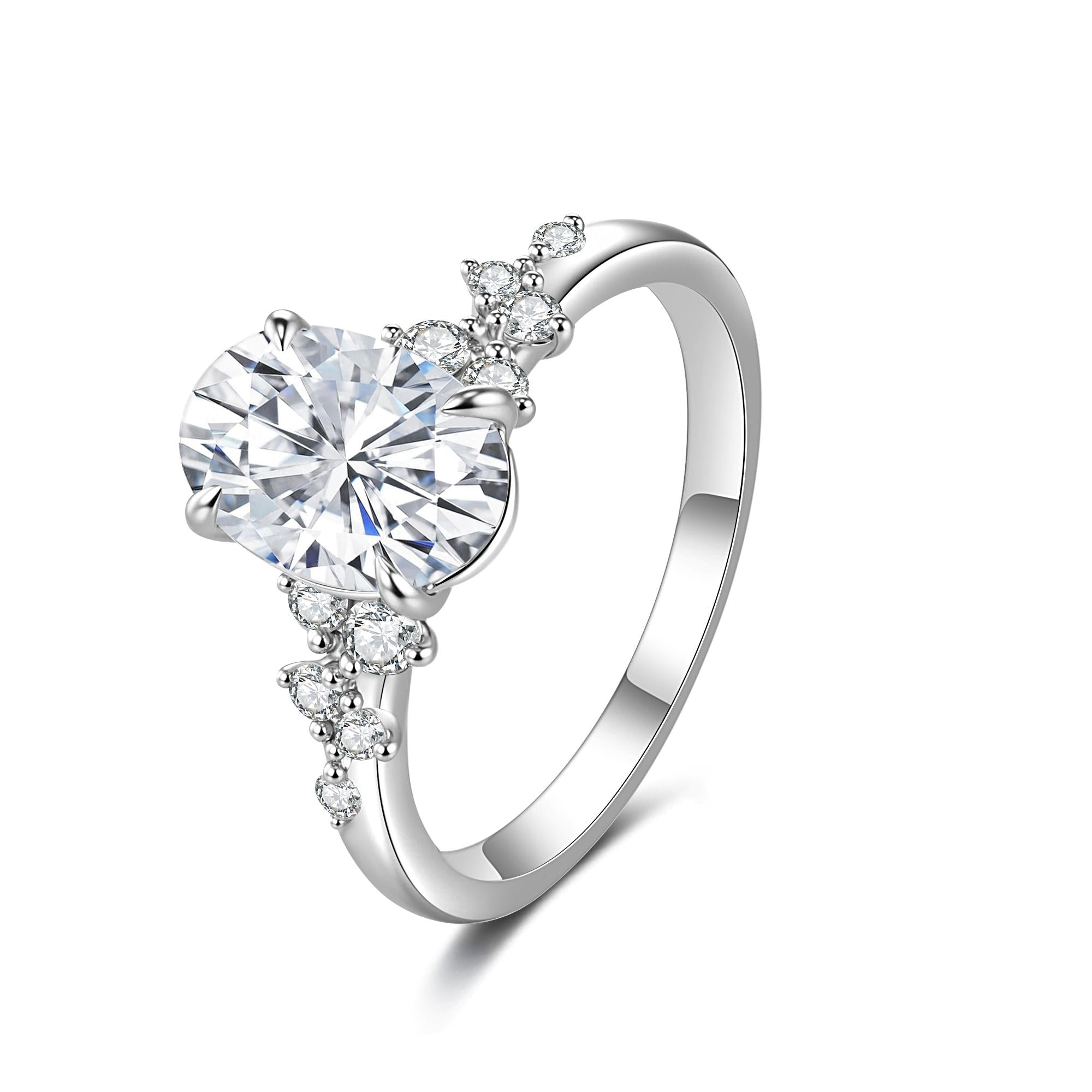 Berlin Love Letter — 2.24ct Oval Lab-Grown Diamond Cluster Engagement Ring with 0.209ct Accent Diamonds