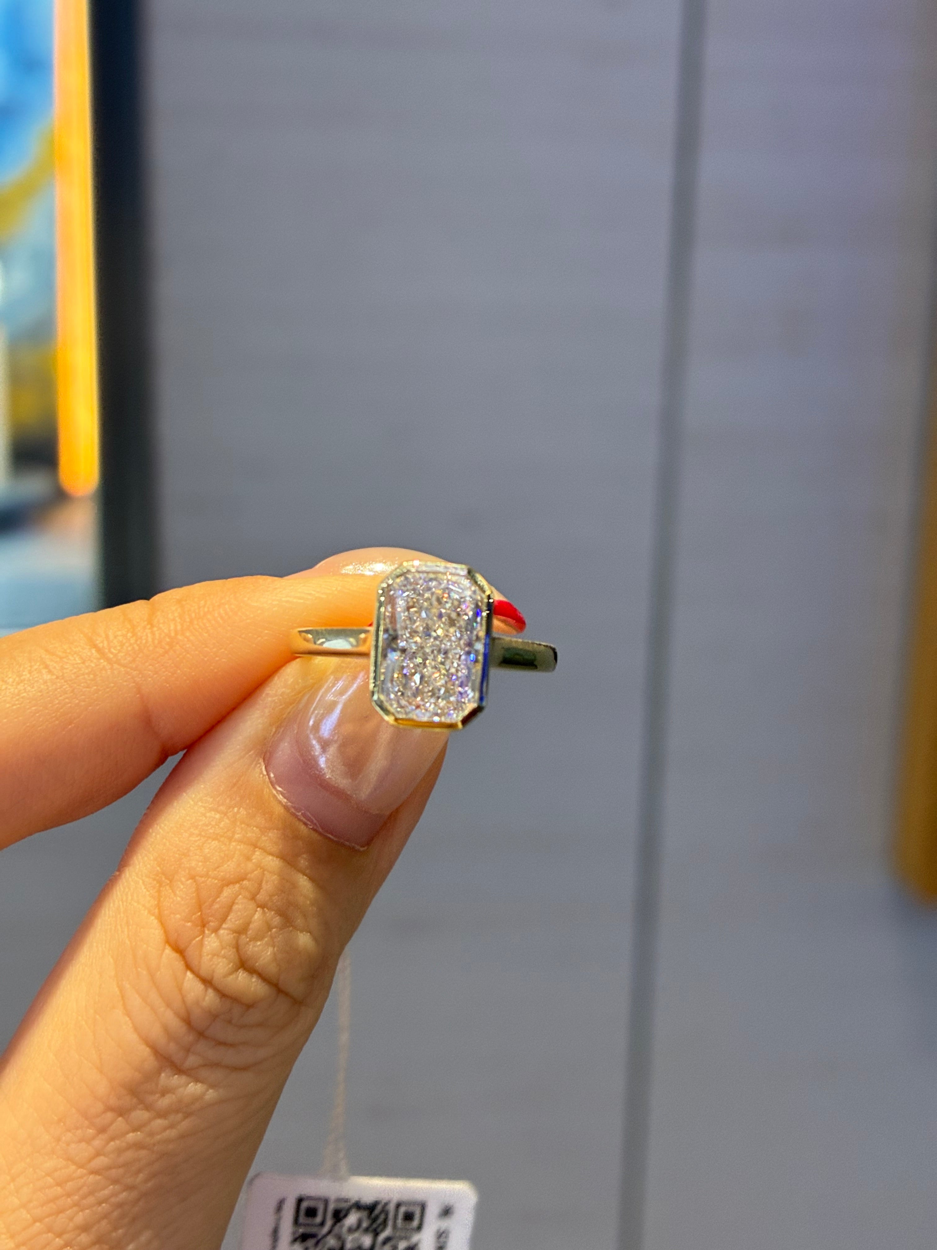 2.53ct Bezel Radiant Lab Diamond Ring(D/VS1)