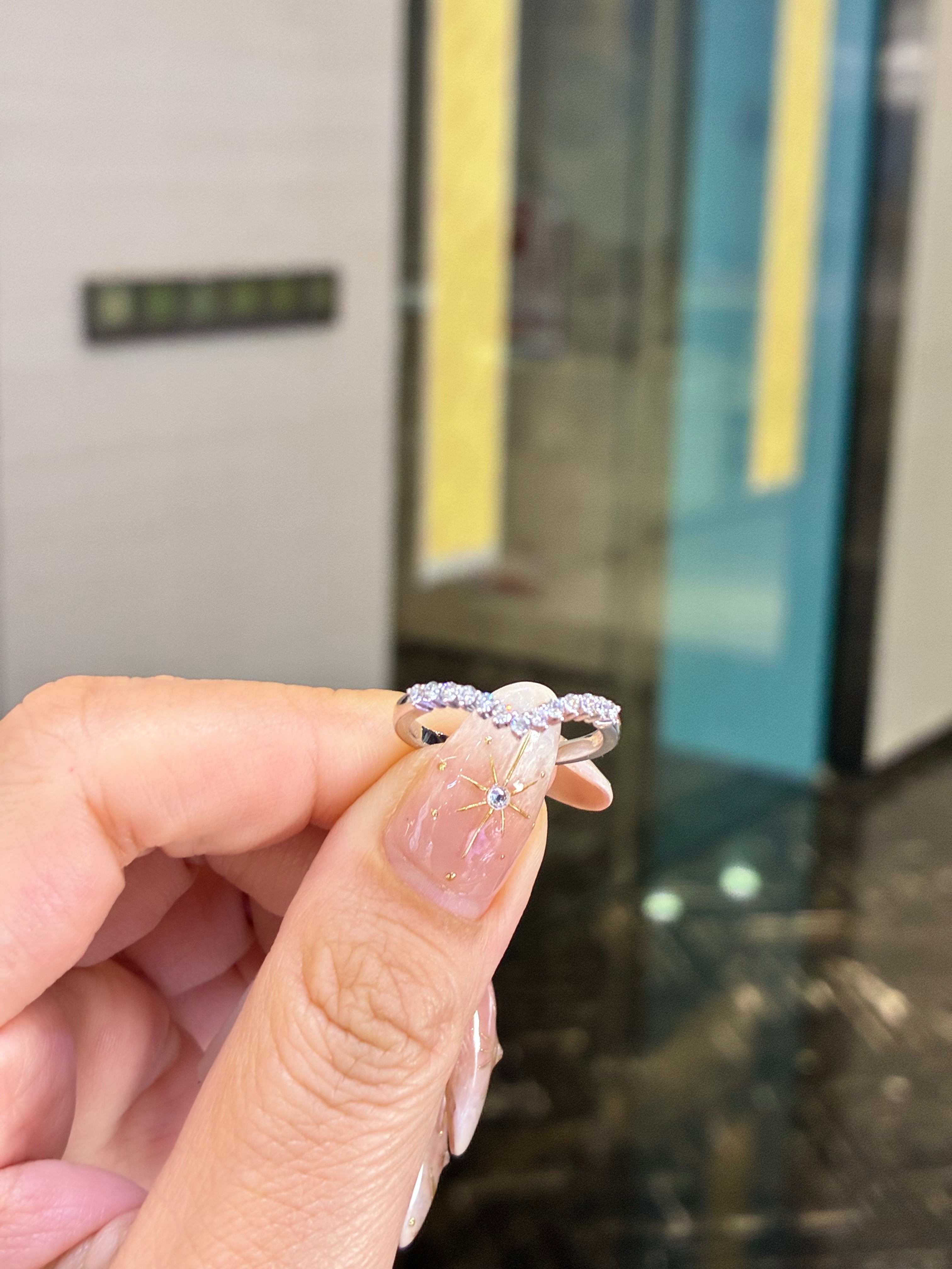 For Andrea, 14k White Gold Curve Band