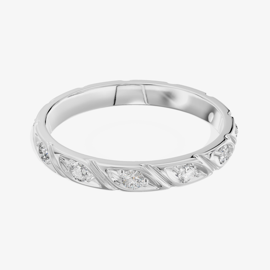 18K White Gold 0.16 Carat 7-Stone Round Lab-Grown Diamond Band Ring
