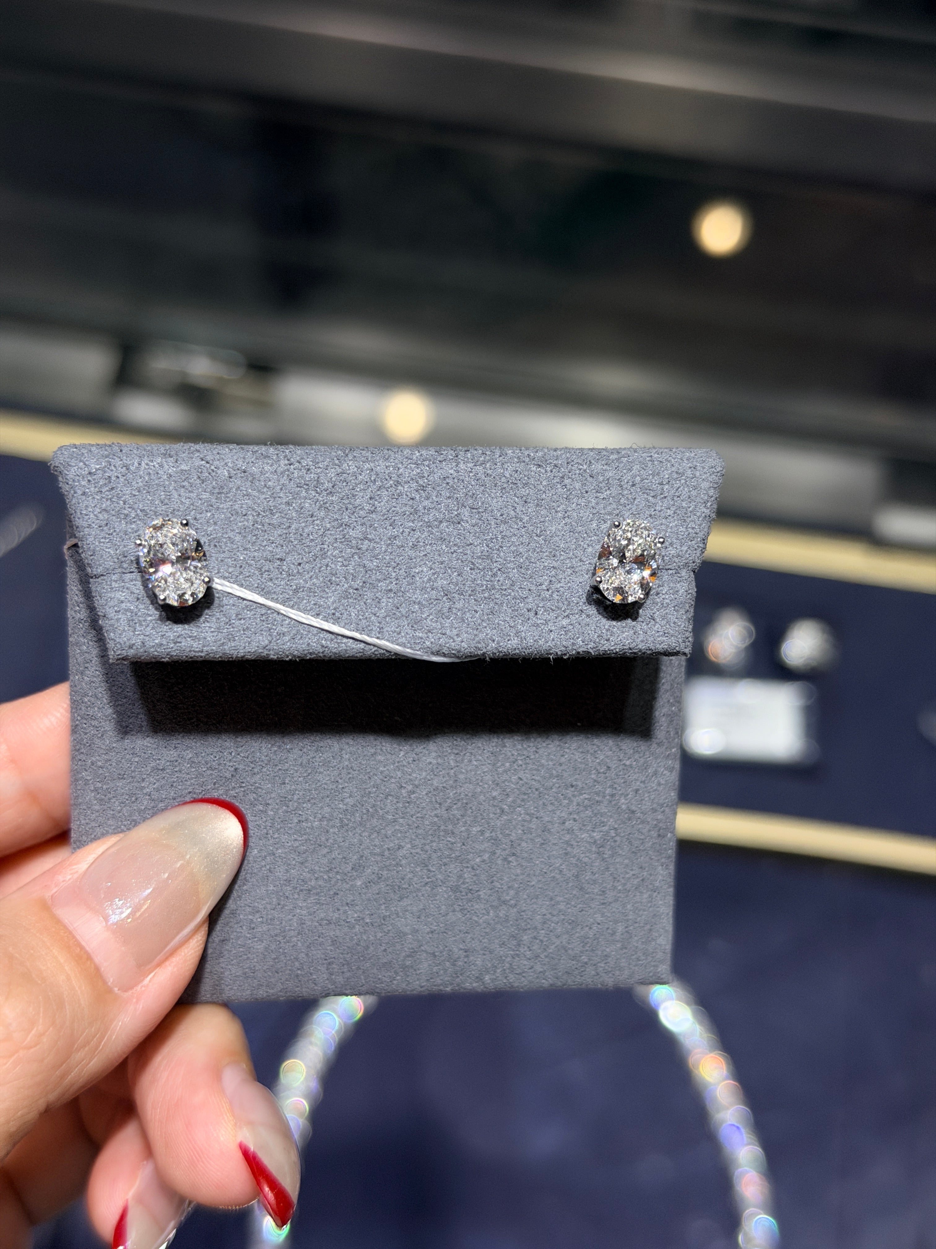 2.16ct Oval Lab Diamond Earring Studs (D/VS1)