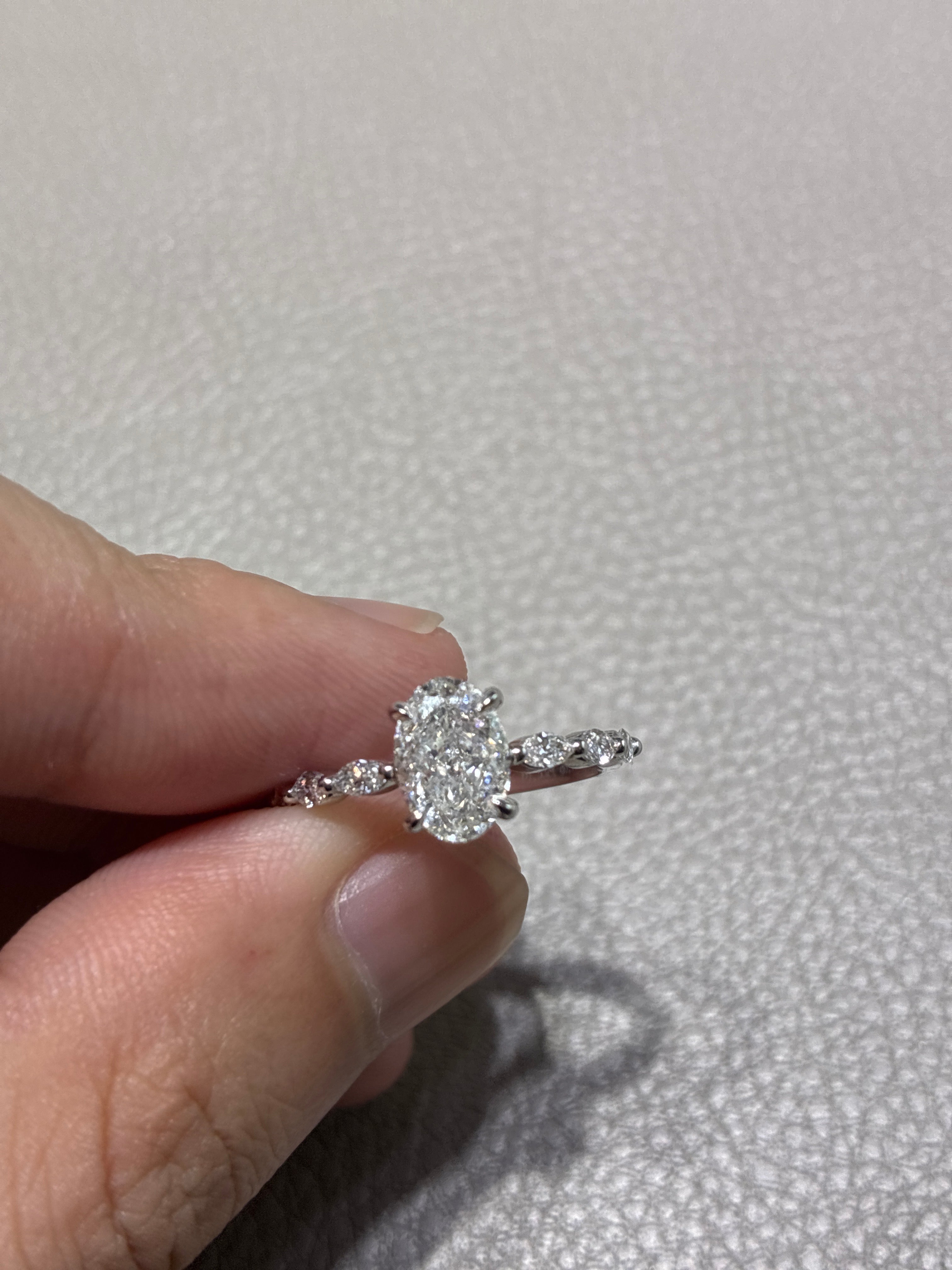 Prakriti for pay (14 gold, 1.53 carat,Elongated oval diamond ring)