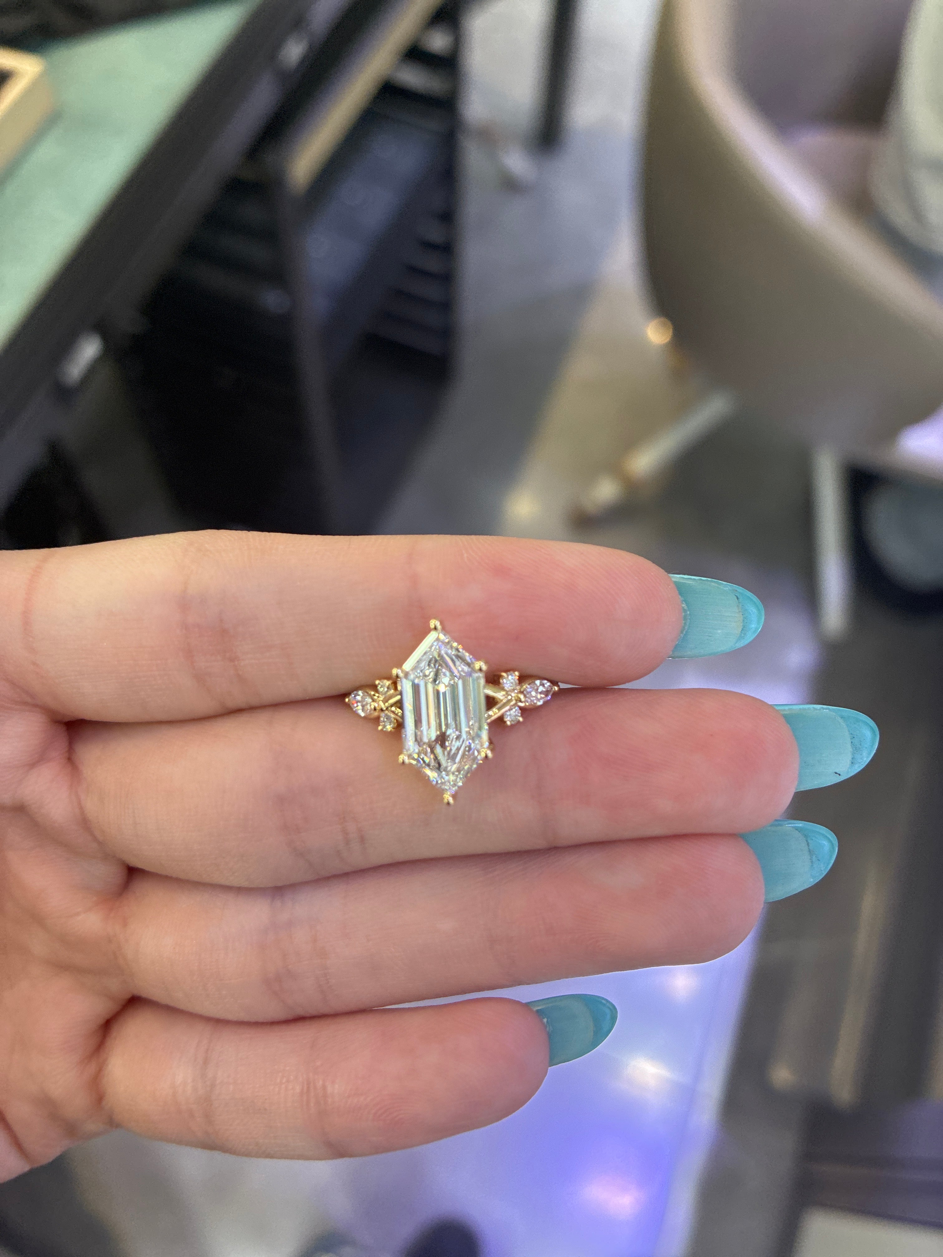 For Naeohmyy 18k yellow gold dutch marquise 3carat E vs1 ring with 0.24 side stone