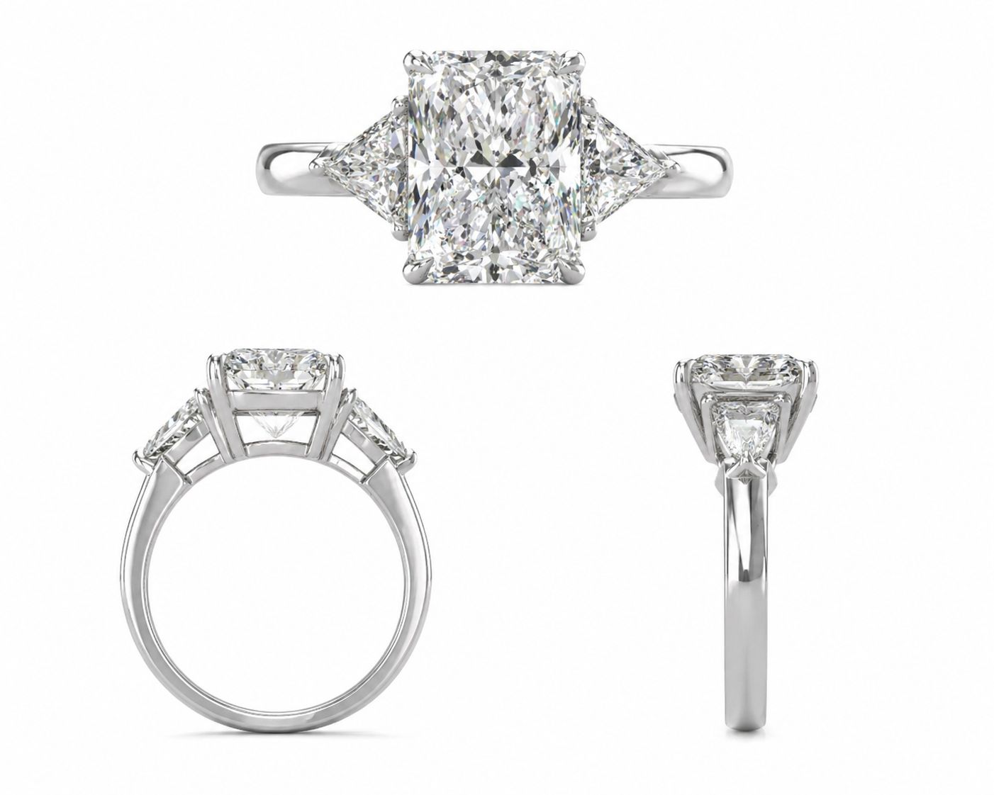 For Nancy Yang Lee,deposit for main stone radiant cut 3ct ,three-stone style,14k white gold