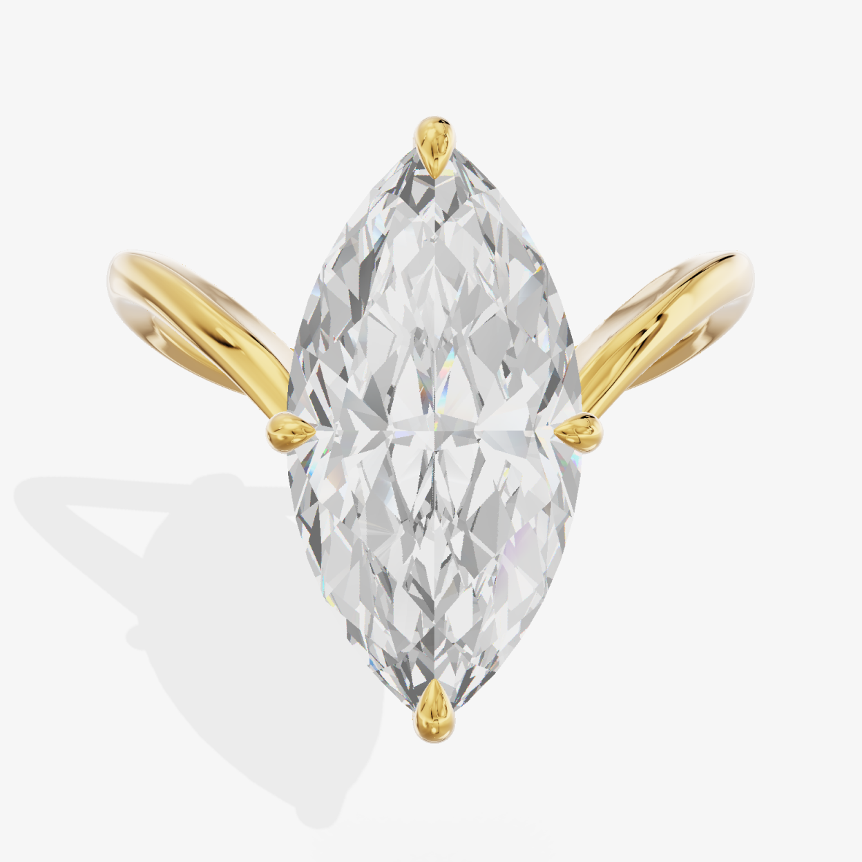 18K Yellow Gold 3.01 Carat Marquise Cut Lab-Grown Diamond E VVS2 Solitaire Ring