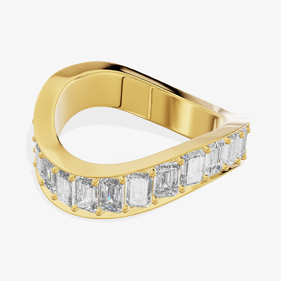 14K Yellow Gold Ring with 1.04 Carat Emerald Cut Lab-Grown Diamonds