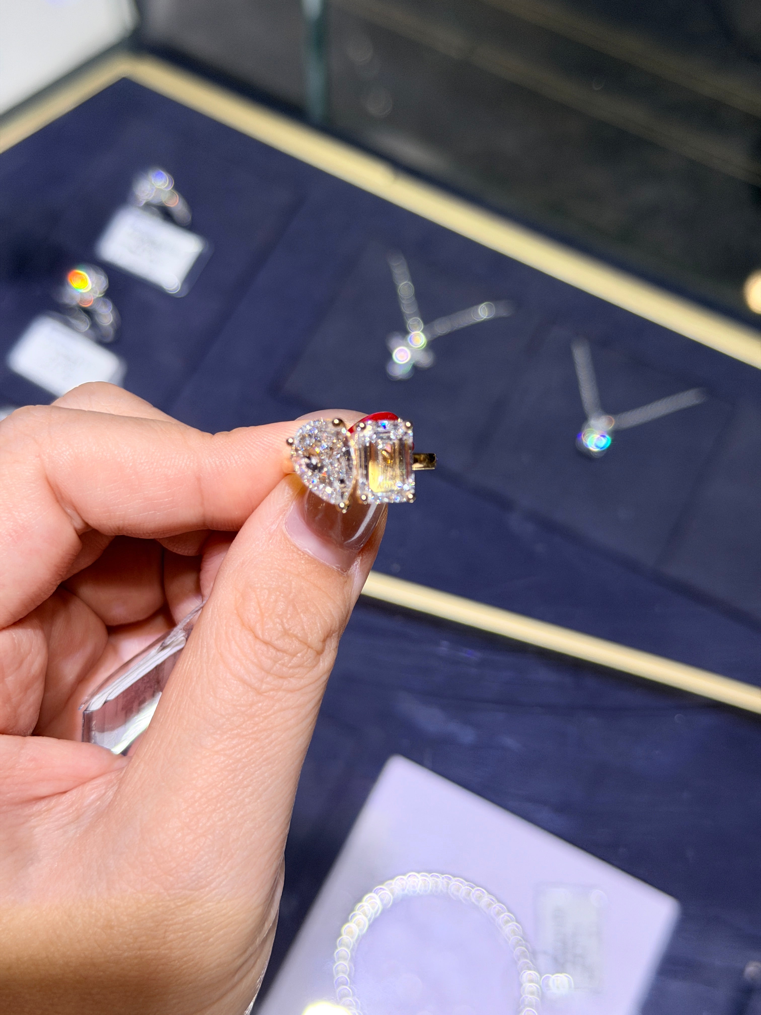 3carat toi et moi Lab diamond Ring(DE/VS-VVS)