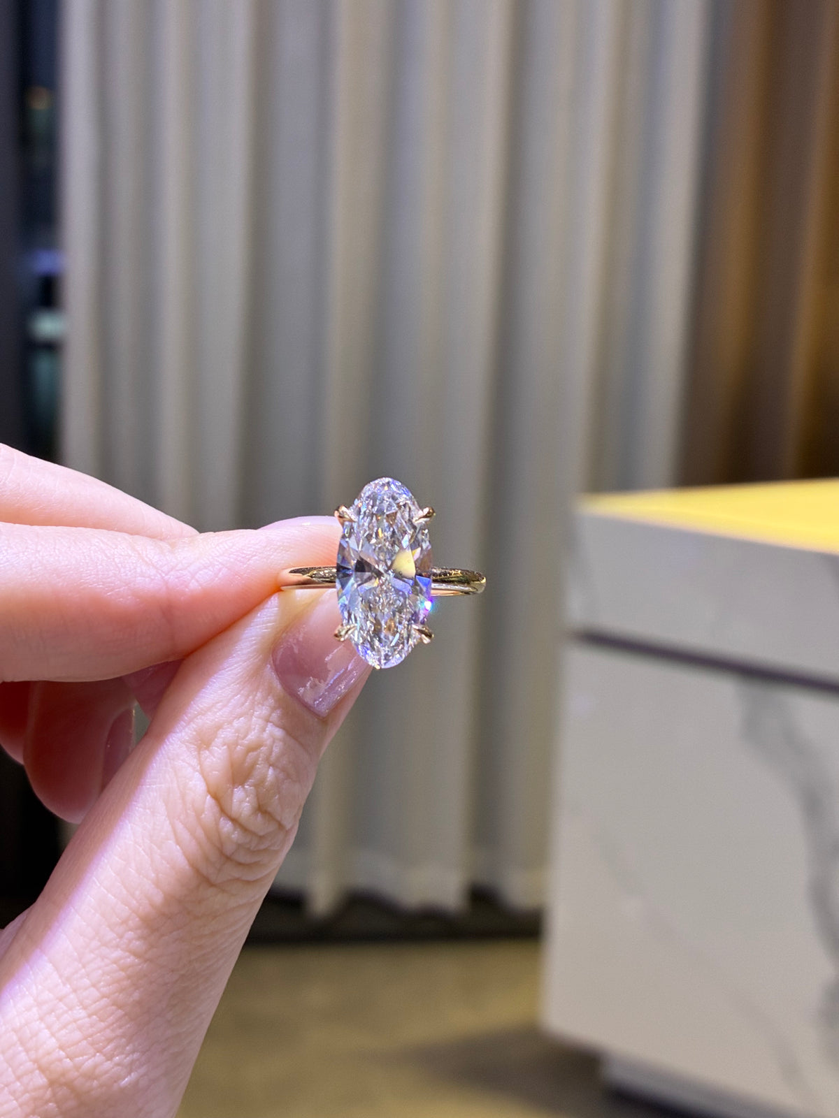 Deposit for Mariela // 5ct Moval 14k yellow gold with hidden halo,E/VS1