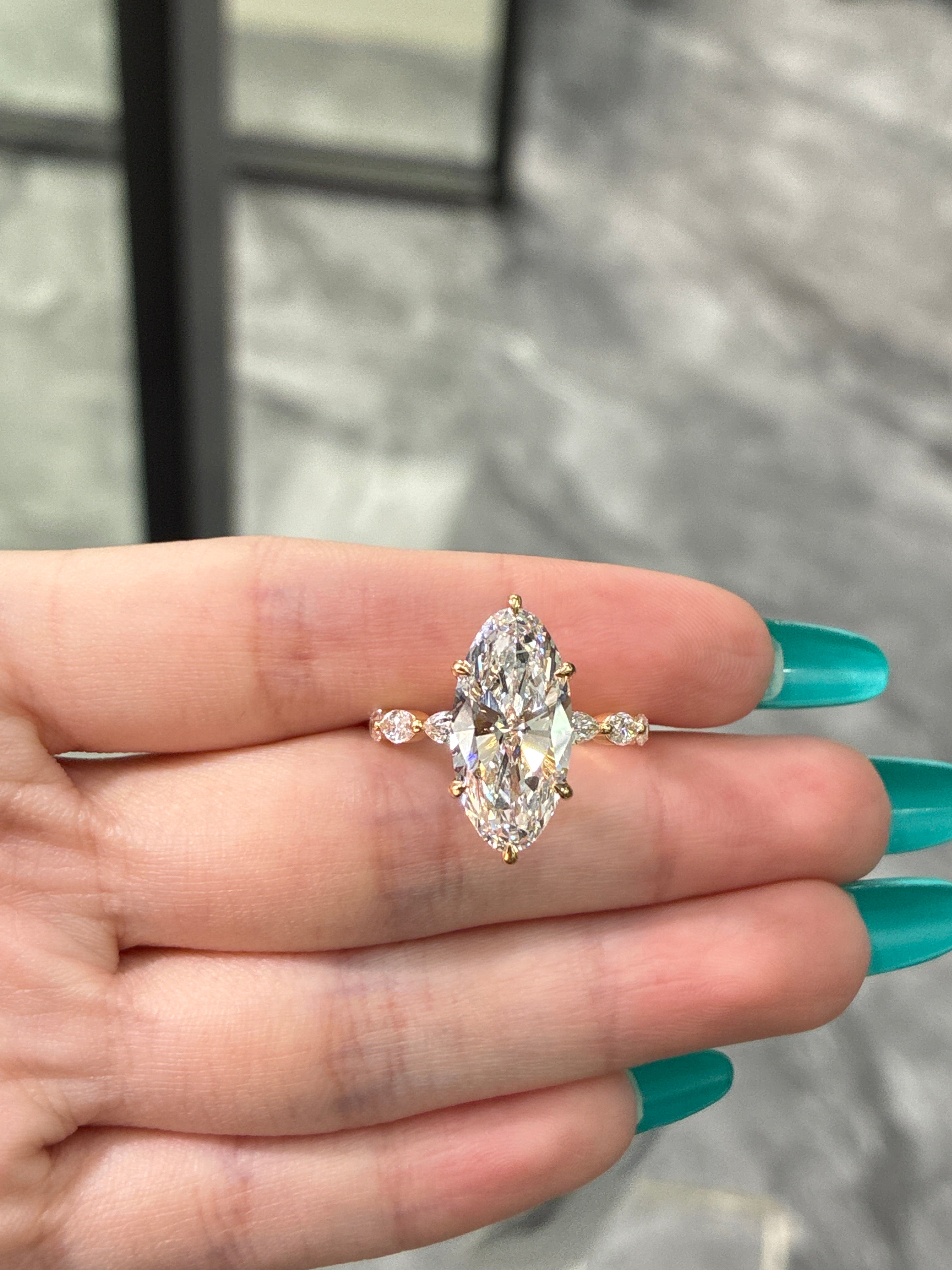 Deposit for skin.co.byreina 18K yellow solid gold 5carat Marquise E VS1 with 1.06 carat marquise band(Free Engraving)
