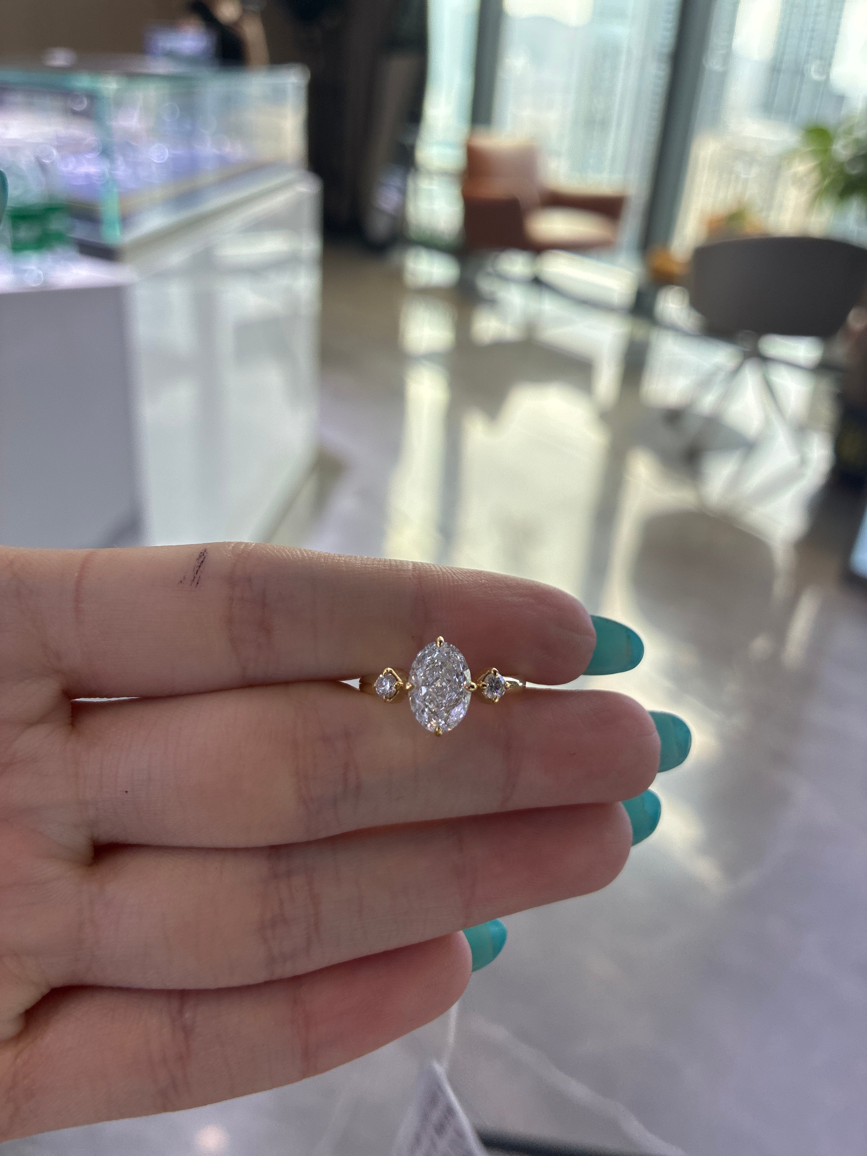 For Genni Munoz 14k 2.04ct D vs1 oval cut ring with 0.148 round side stones