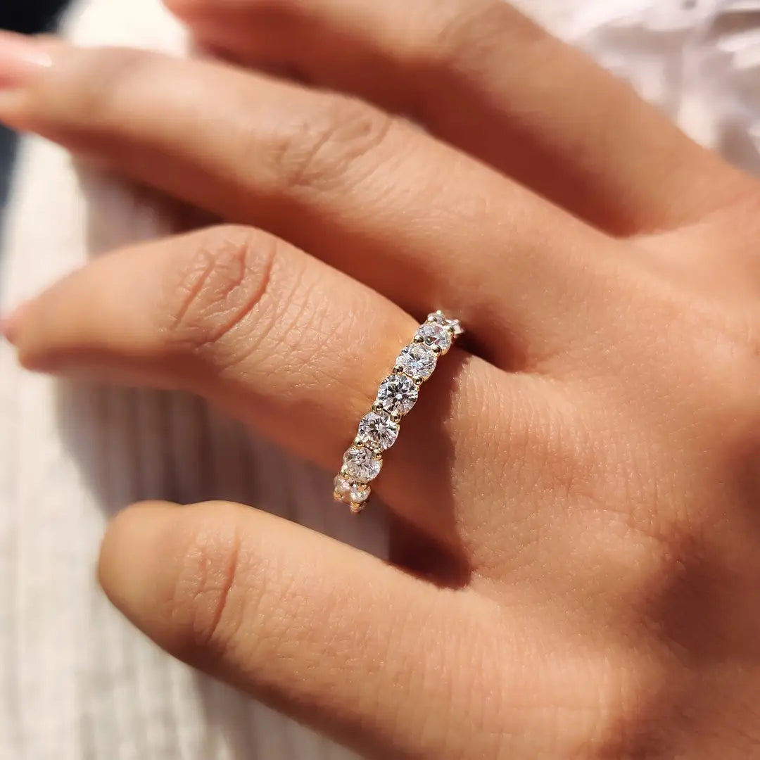 For Camille, Deposit for 3/4 eternity, total around 2ct, all diamonds are DE/VS-VVS level lab grown diamonds, size 5. In 14k yellow gold