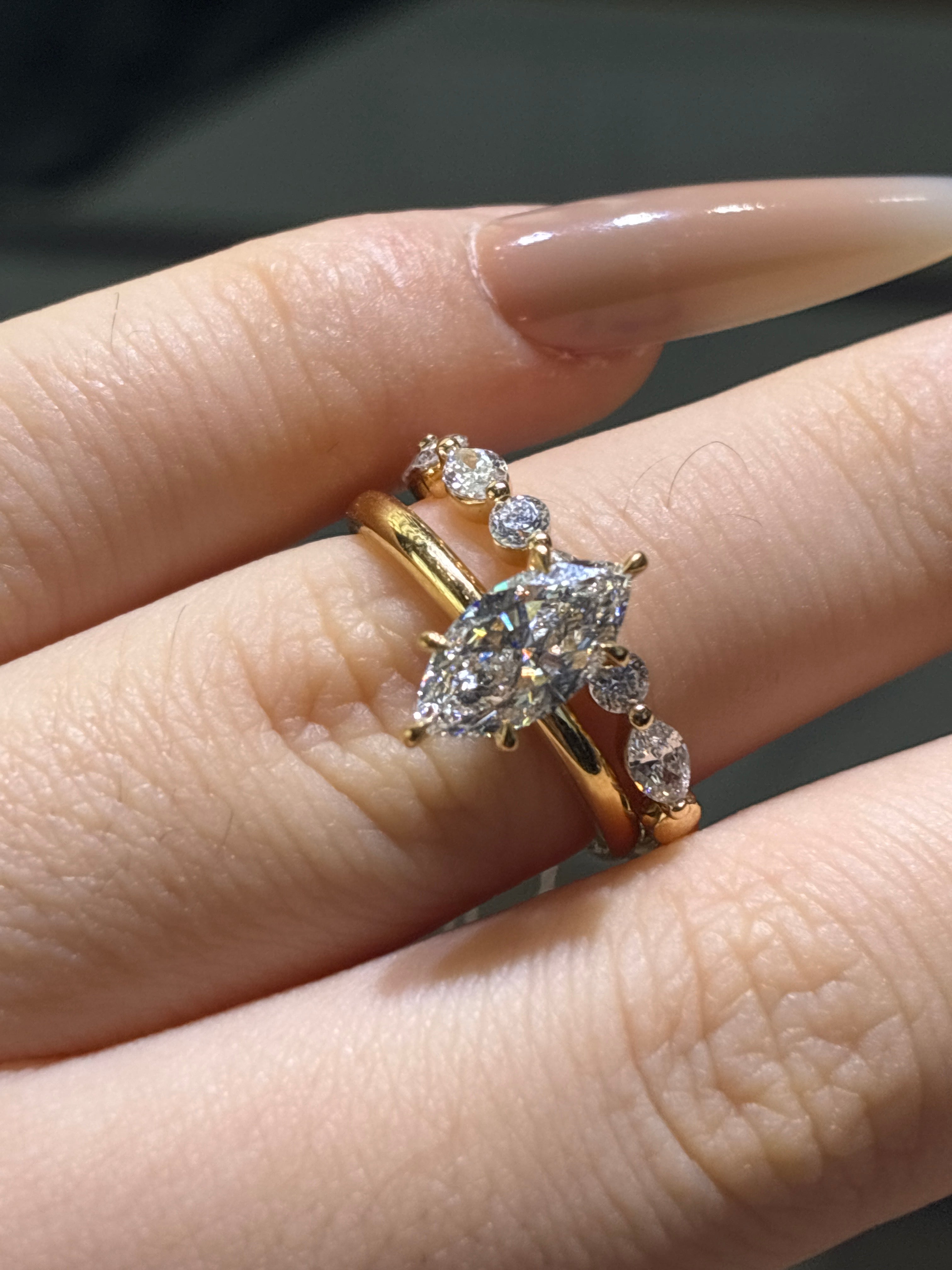 Deposit For momma J customize a Set (14k white marquis ring and 14k white marquis band)