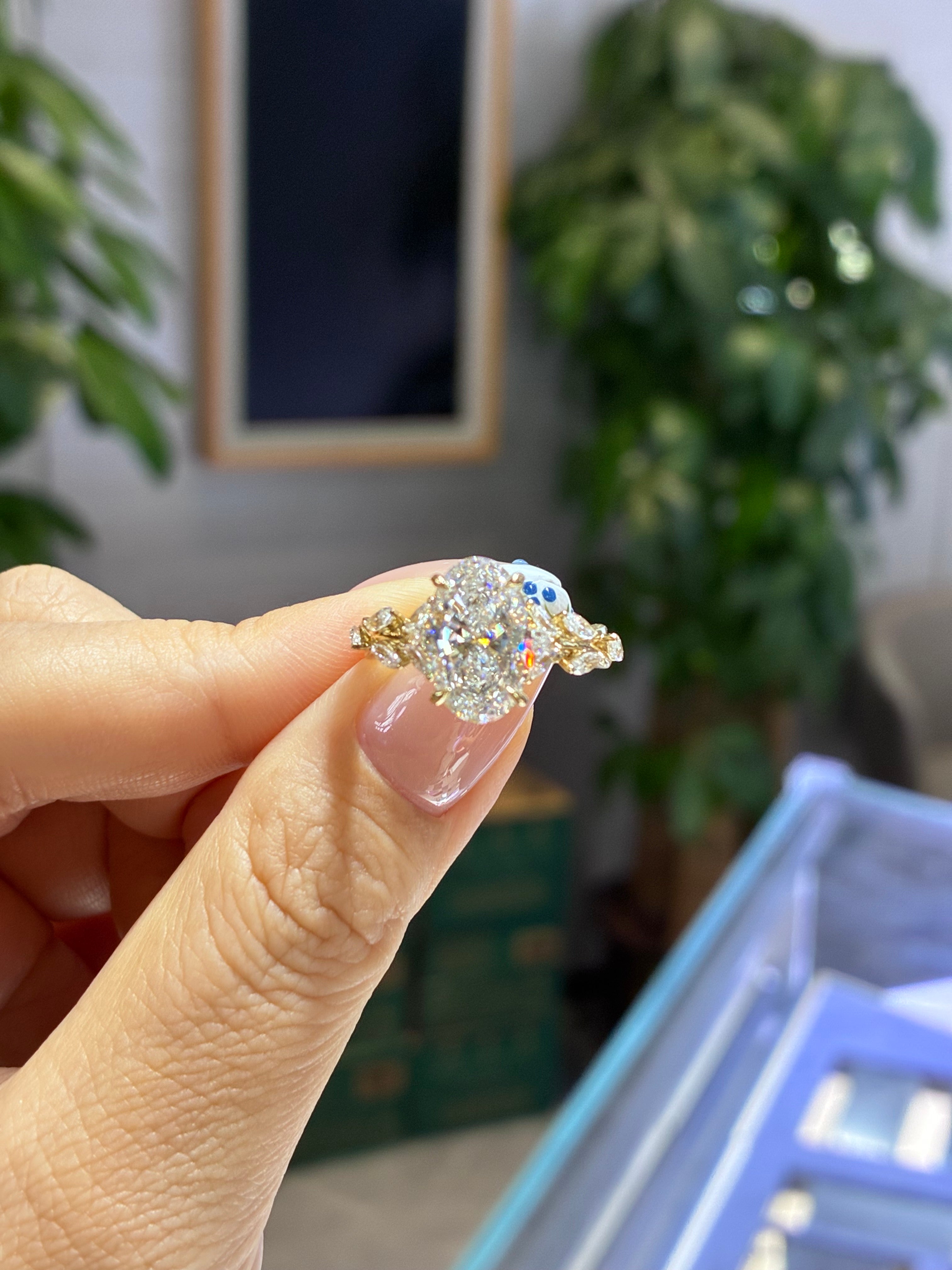 For ME, Deposit for 3.03ct +1.08ct Oval Lab Diamond Ring, D/VS1, 14k yellow gold
