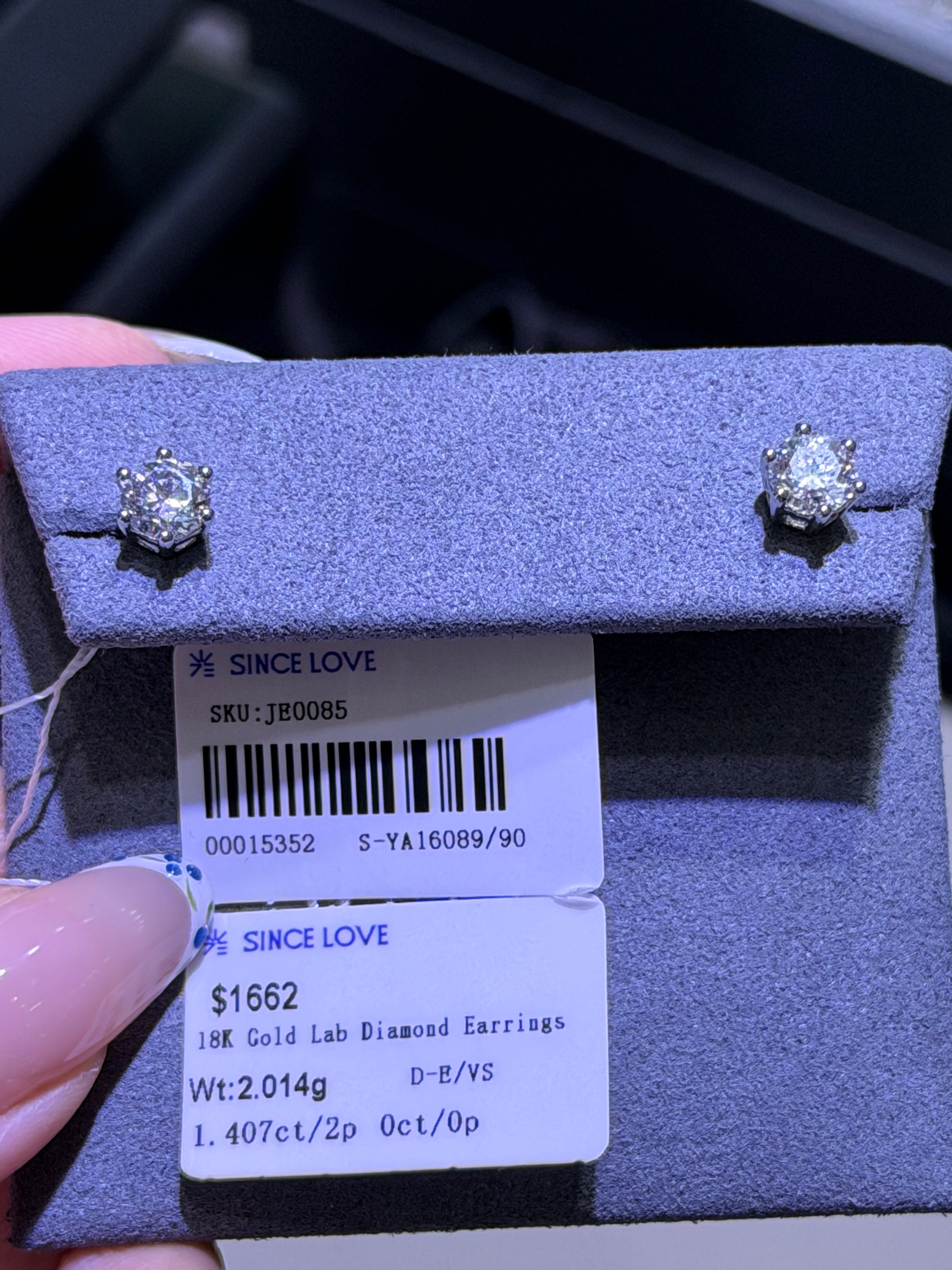 For Jessica, custom order for 1.4ct lab diamond earrings studs