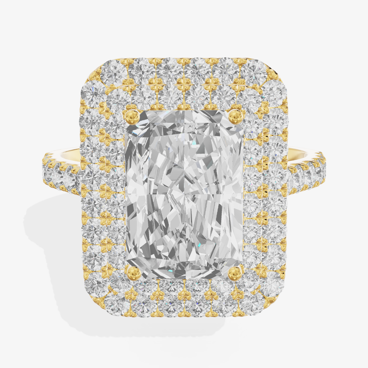 18K Gold Ring with 2.10 Carat Radiant Cut Vivid Pink Lab-Grown Diamond
