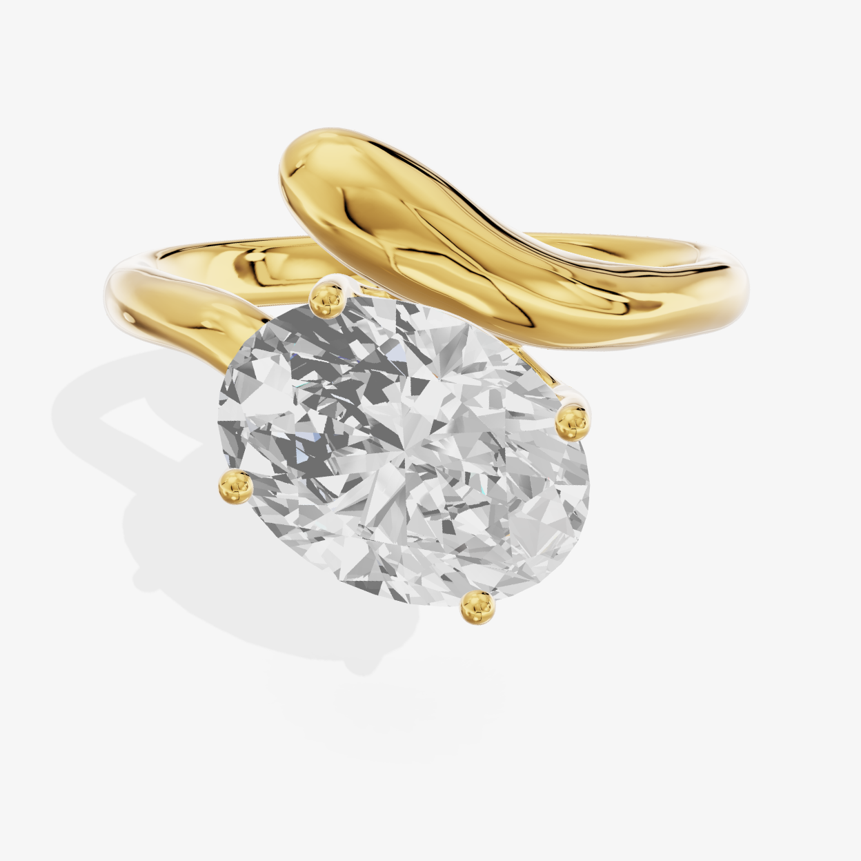 18K Yellow Gold 2.35 Carat Oval Cut Lab-Grown Diamond E VVS2 Solitaire Ring